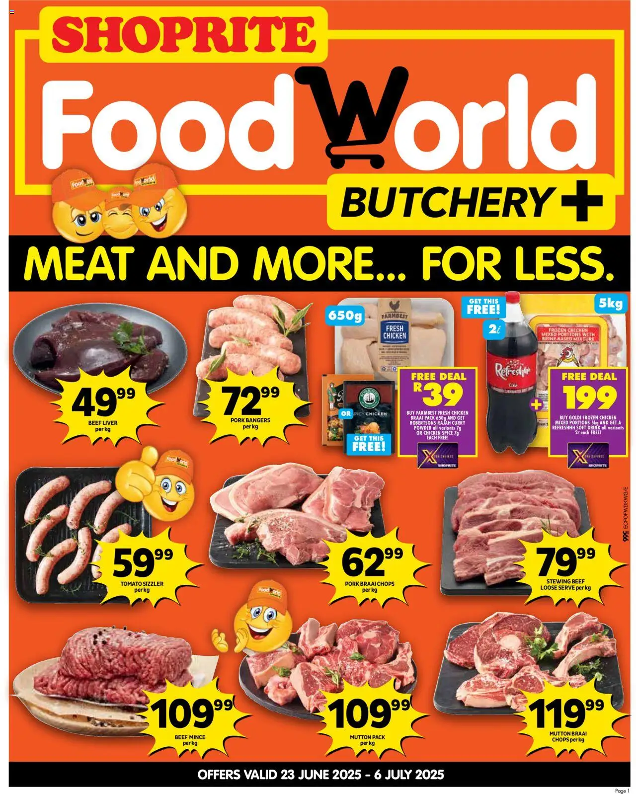 Shoprite Eastern Cape - FoodWorld Month End Leaflet Korsten 23/06 - 06/07/2025 >> Catalogue - Chicken, Pork, Beef, Powder, Liver, Frozen chicken