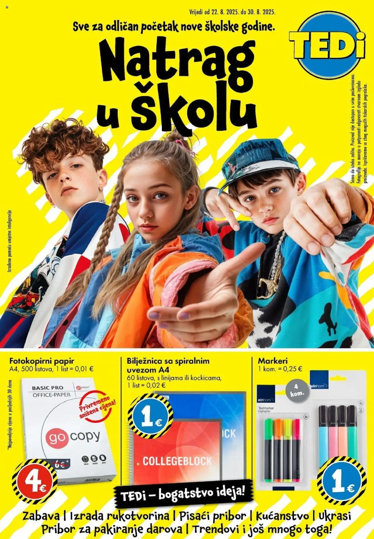 TEDi aktualni TEDi katalog do 30.08.2025 vrijedi od 20.08.2025 - tjedna akcija broj stranice 1 - List, Bilježnica