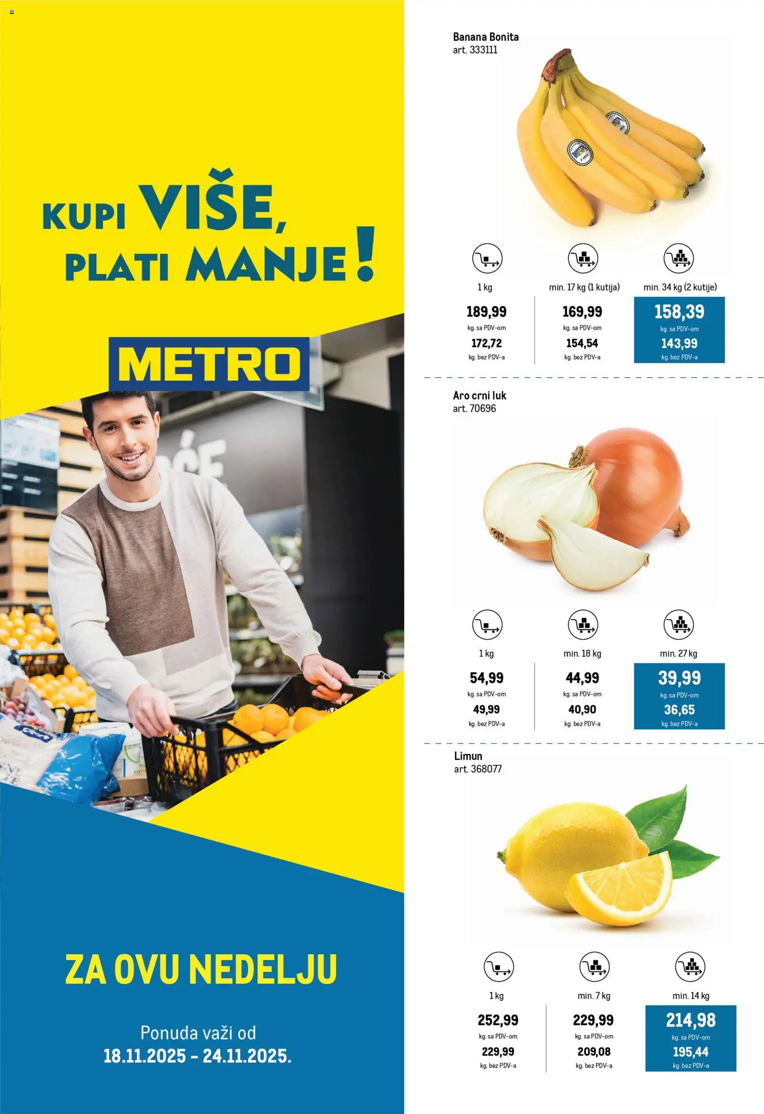 Pregled Metro kataloga - važi od 18.11.2025 - Banana, Crni luk, Limun, Luk, Kutija