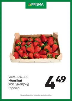 Kaupan Prisma Prisma tarjoukset Mansikat esikatselu, voimassa 27/04/2026