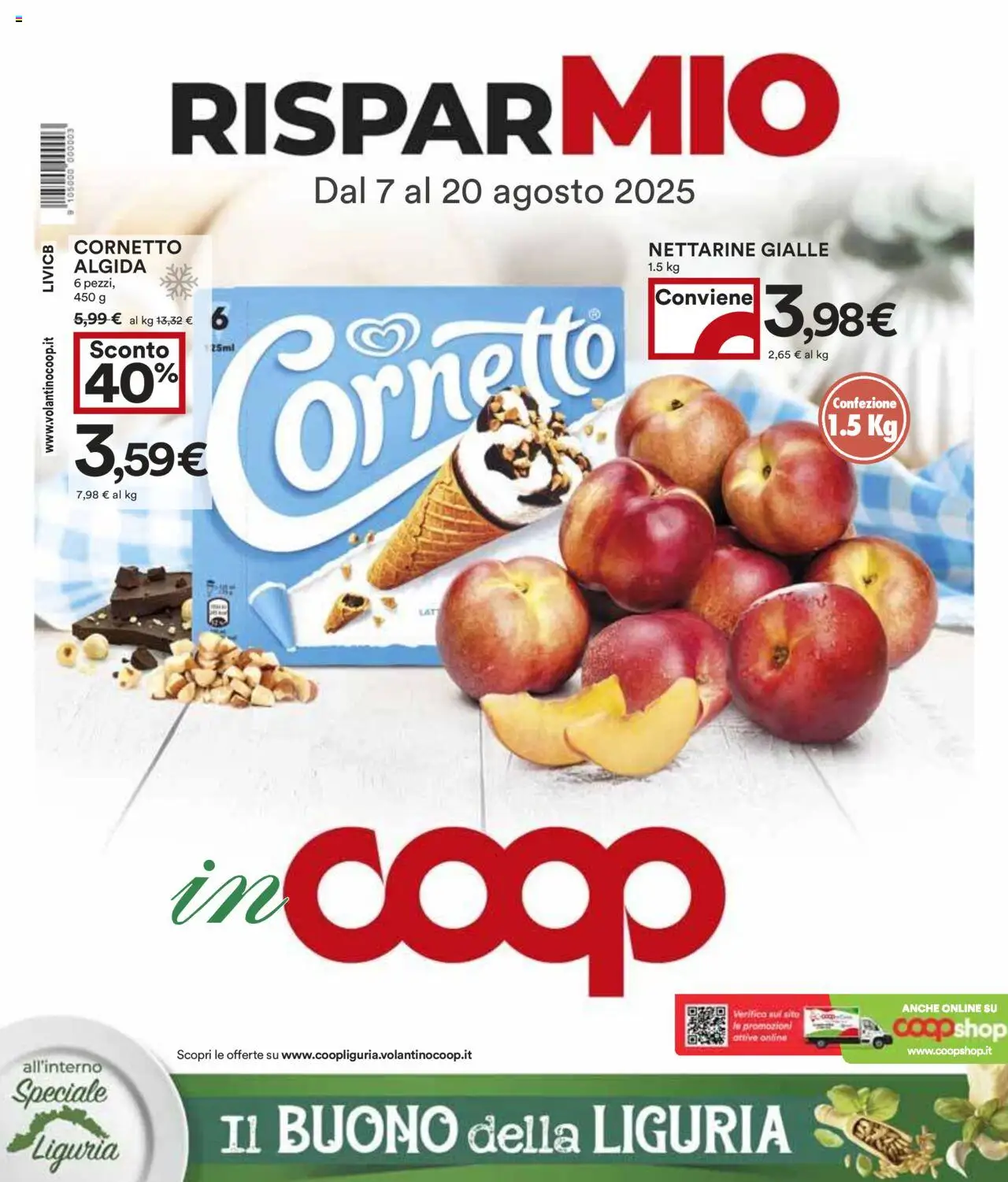 Volantino COOP valido da 07/08/2025 numero di pagina 1 - Cornetto, Nettarine
