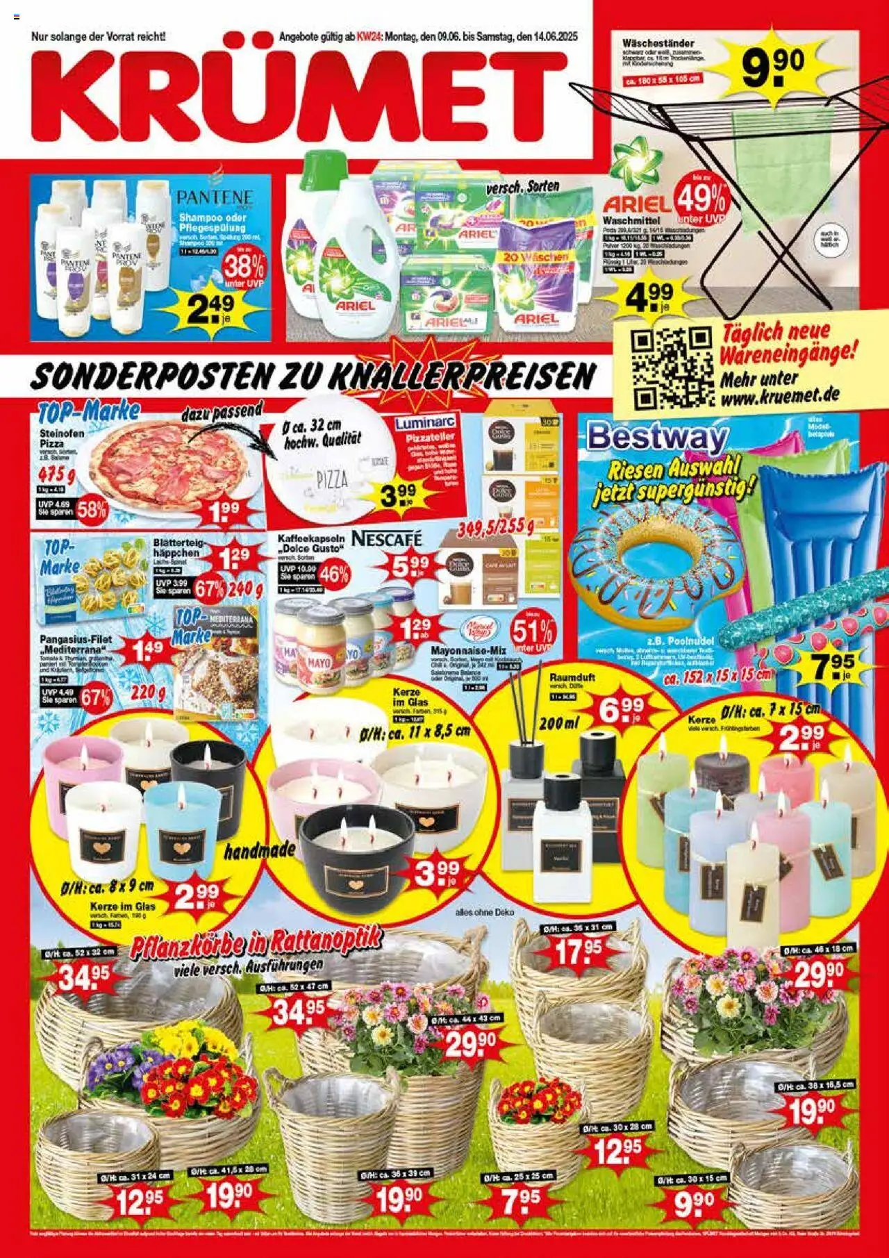 KRÜMET Prospekt (vom 09.06.2025 - 14.06.2025) - Pizza, Top, Ariel, Shampoo, Waschmittel, Nescafe, Waschestander
