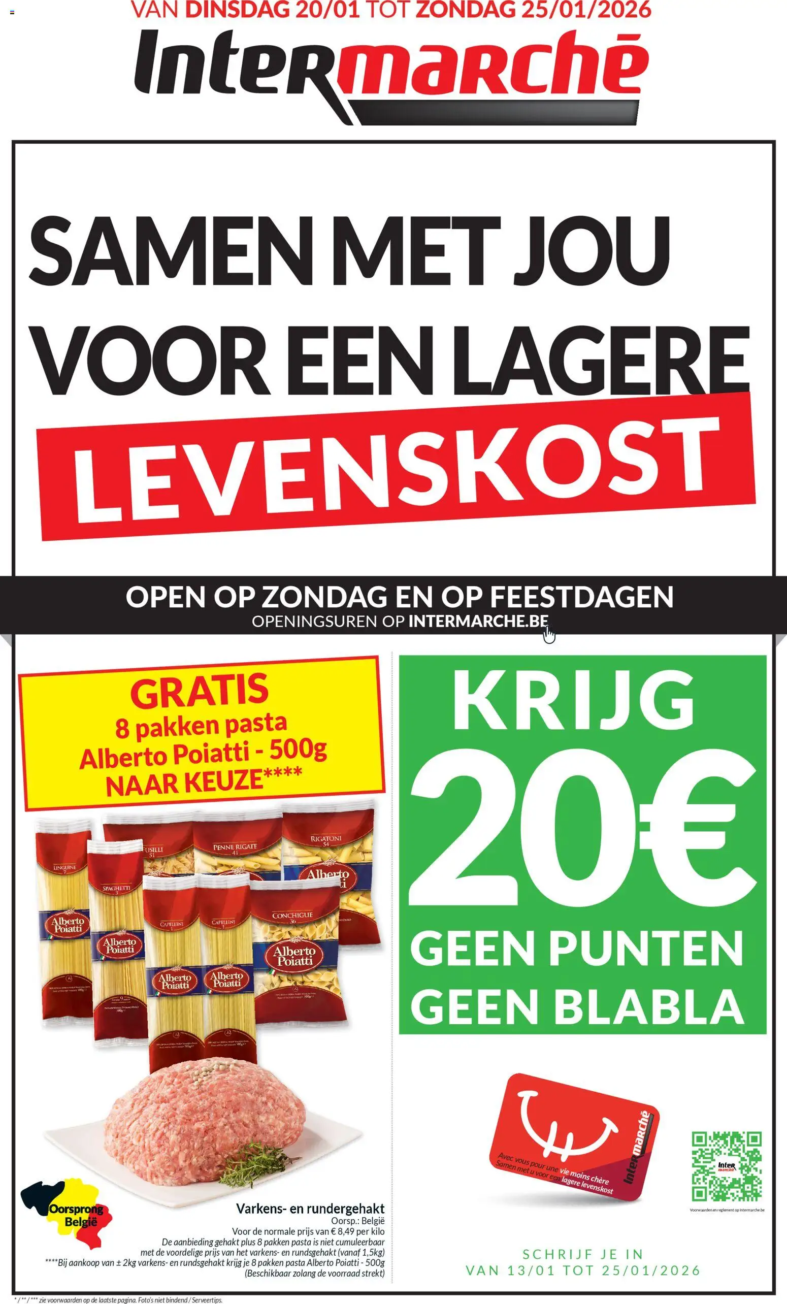 Voorbeeld van Folder week 4 van winkel Intermarché geldig vanaf 20/01/2026 - Pasta, Spaghetti, Gehakt, Rundergehakt