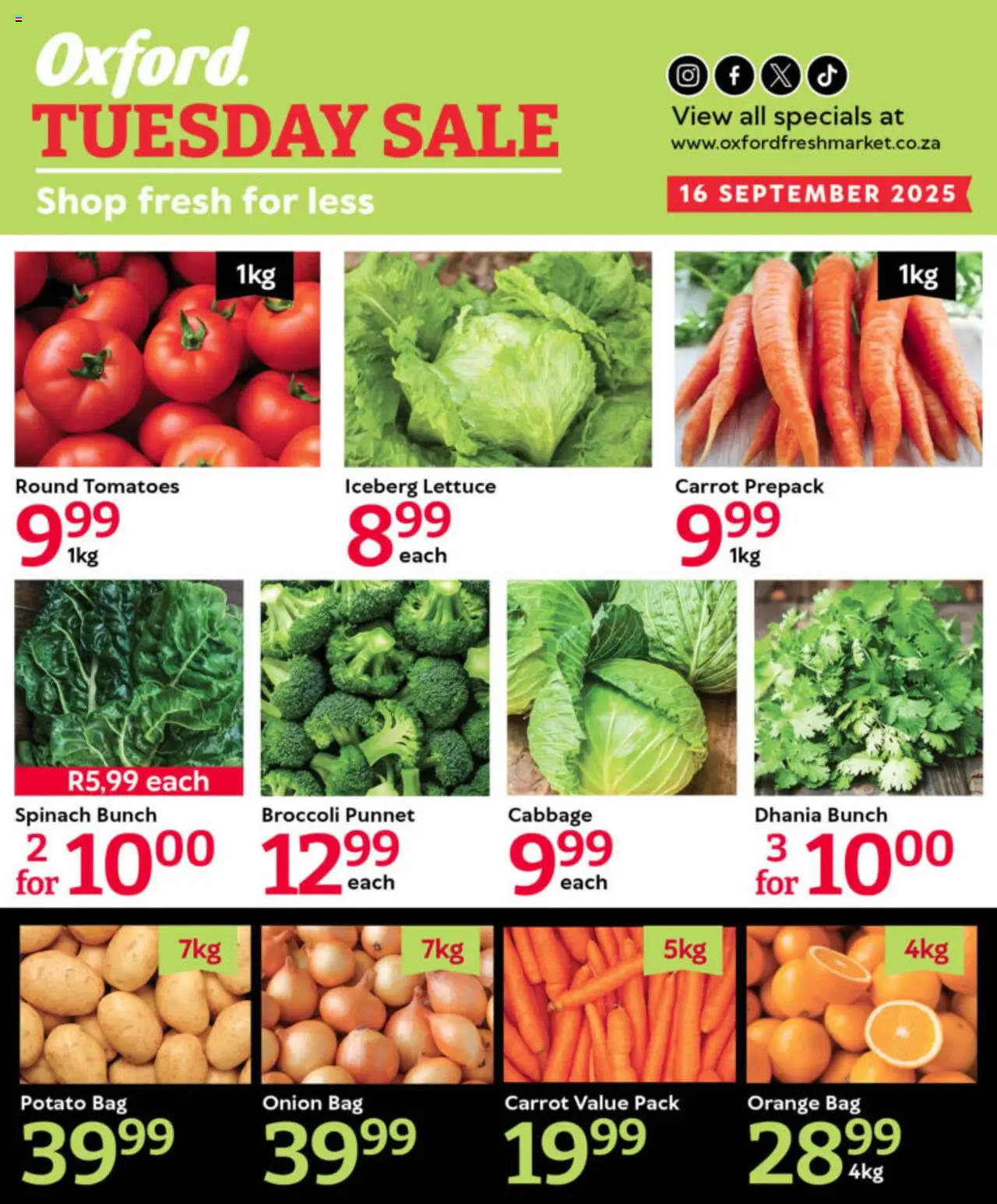 Oxford Freshmarket Tuesday Sale from 16/09 - 16/09/2025 > Promotions
