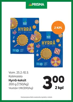 Kaupan Prisma Tarjoukset Kotimaista Hyrrä-keksit esikatselu, voimassa 25/02/2026