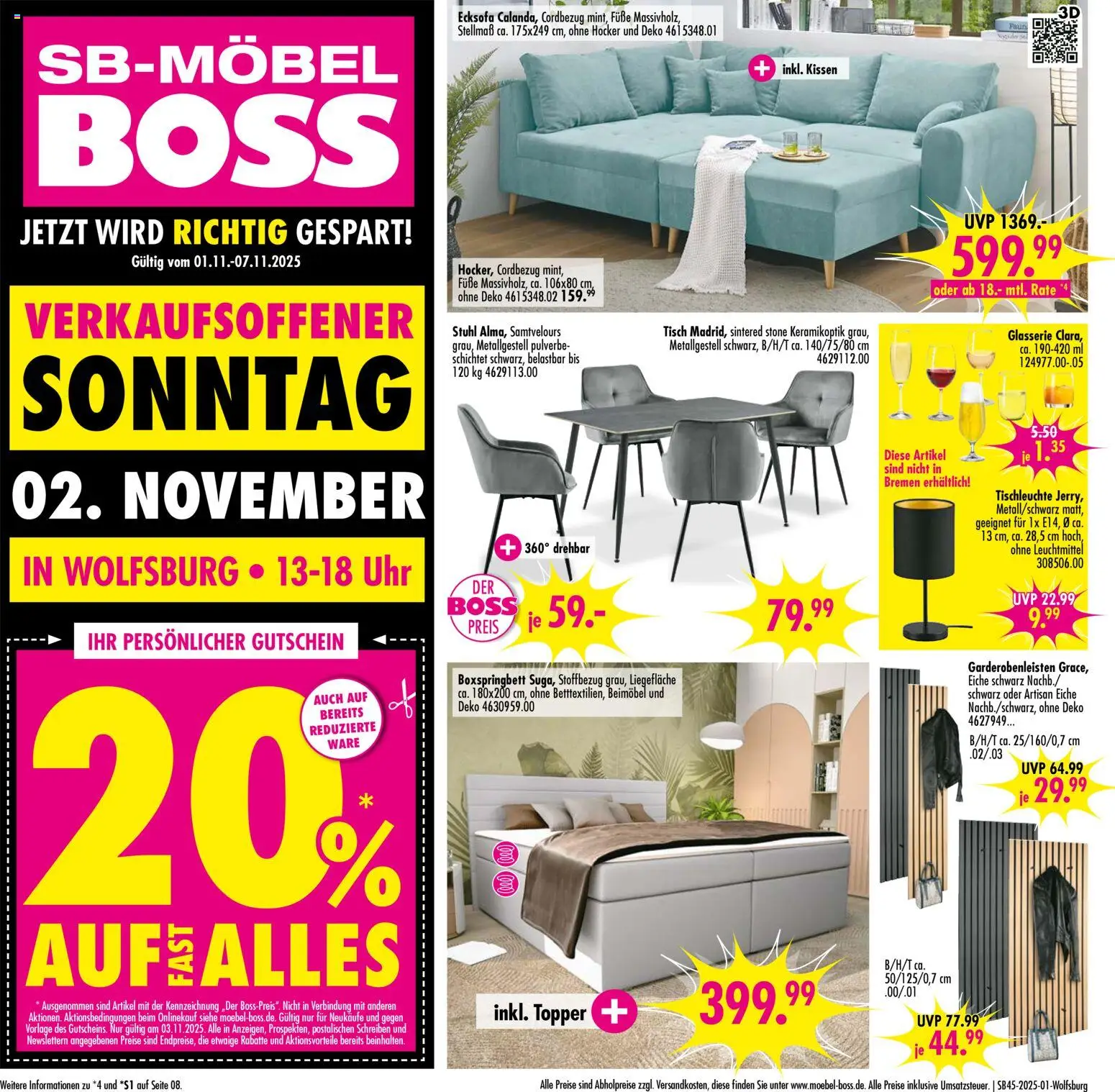 Vorschau von dem Prospekt des Geschäftes SB Möbel Boss, gültig ab dem 01.11.2025