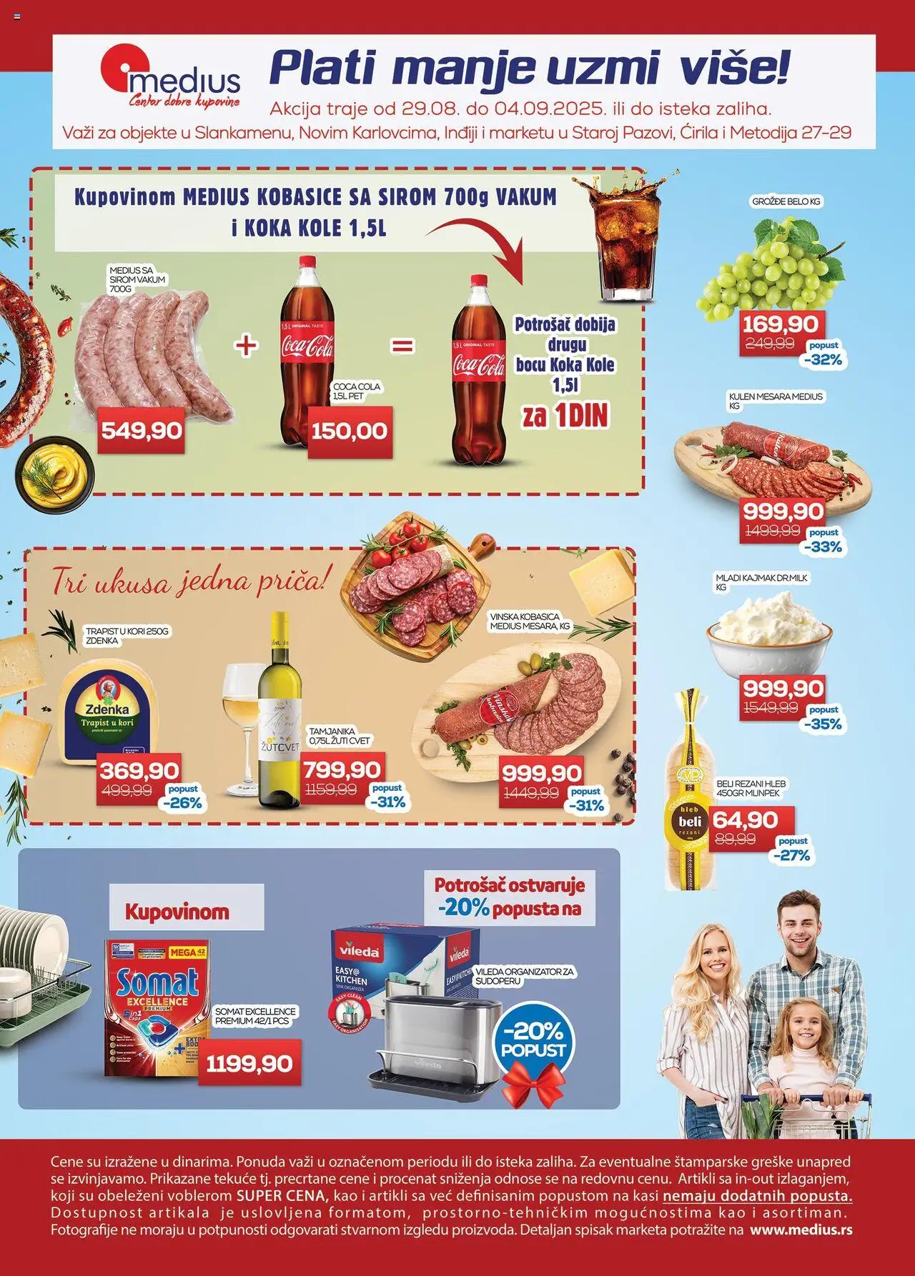 Medius katalog važi od 29.08.2025 - stranica 1 - Coca Cola, Kajmak, Hleb, Kulen, Vileda, Rezani hleb, Mladi kajmak, Vinska kobasica