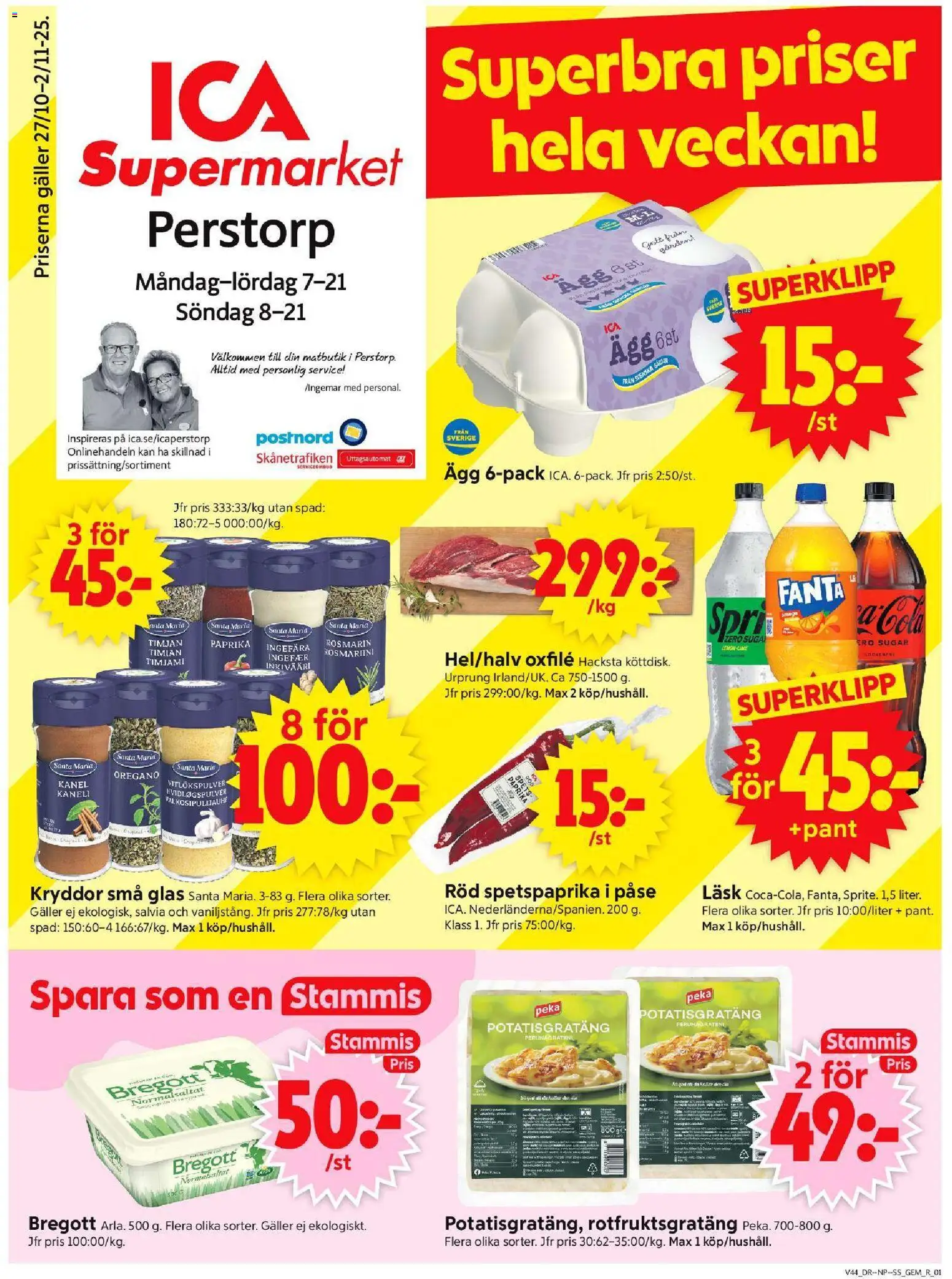 Perstorp är giltig 27/10 2025 > Veckans Erbjudanden gäller från 27/10/2025 till 02/11/2025 sidnummer 1