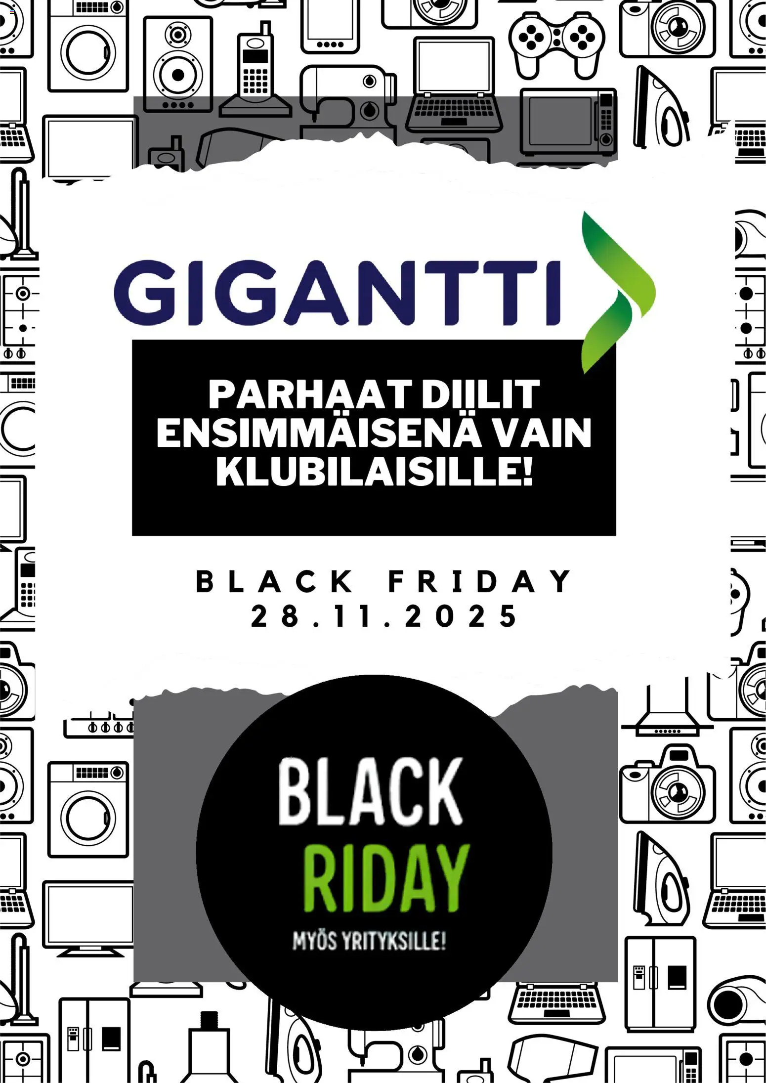Kaupan Gigantti Black Friday ennakkoilmoitus esikatselu, voimassa 04/11/2025