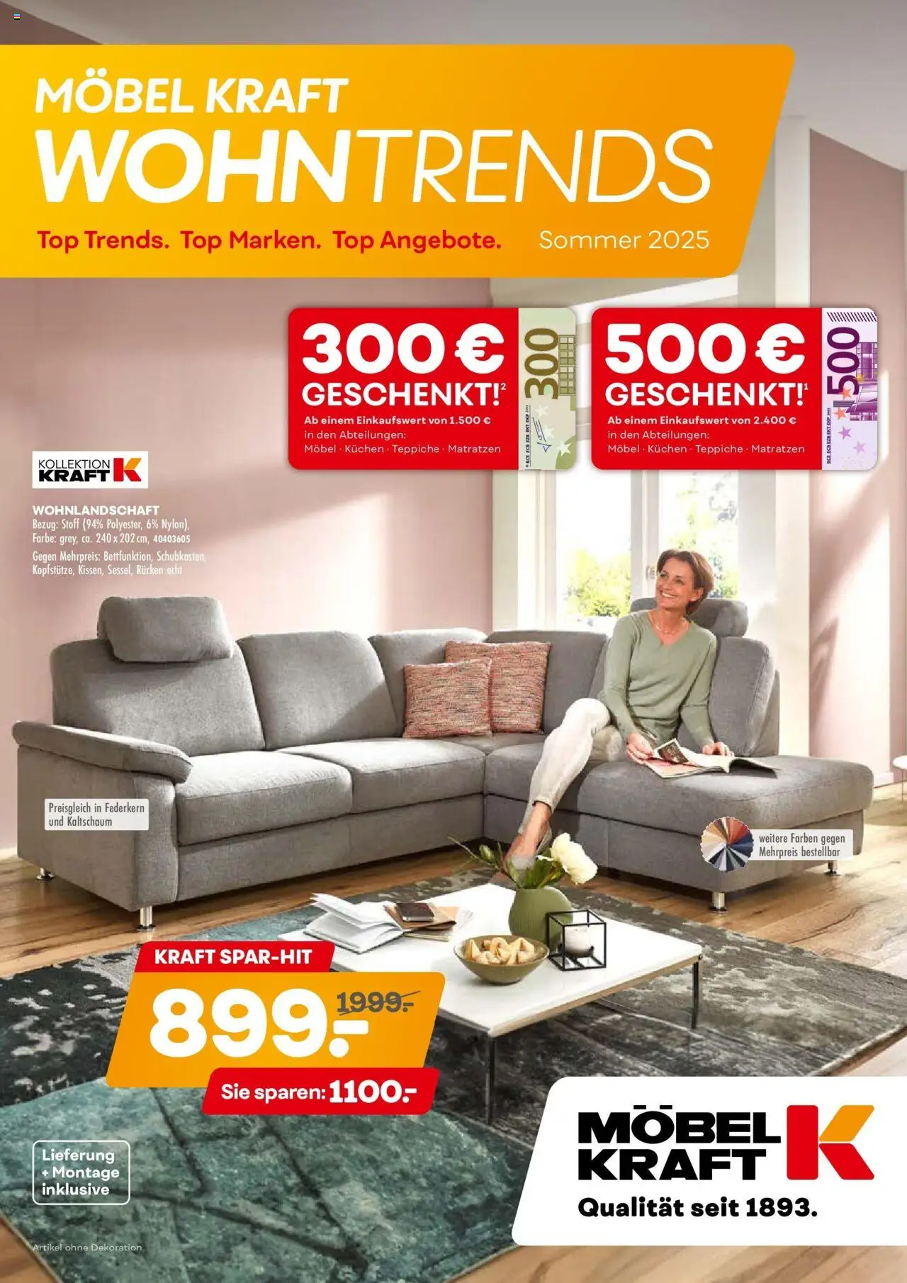 Möbel Kraft Wohntrends Sommer (vom 03.06.2025 - 01.07.2025) - Wohnlandschaft, Top, Kuchen