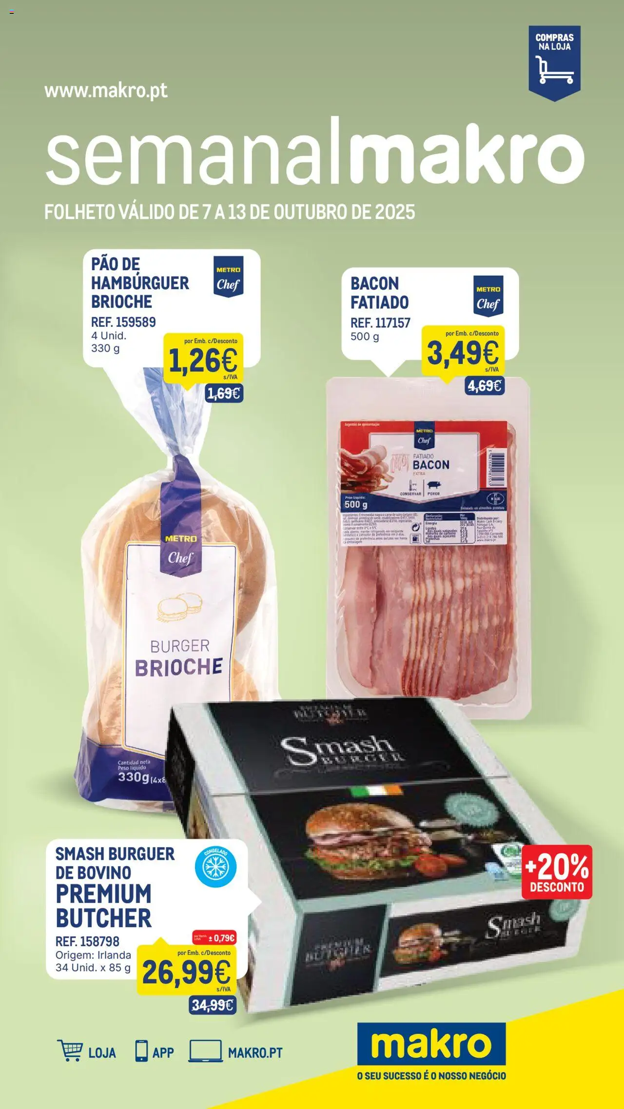 Makro Folheto de 07/10/2025 - catálogo esta semana - página 1 - Hambúrguer, Pão, Bacon, Brioche