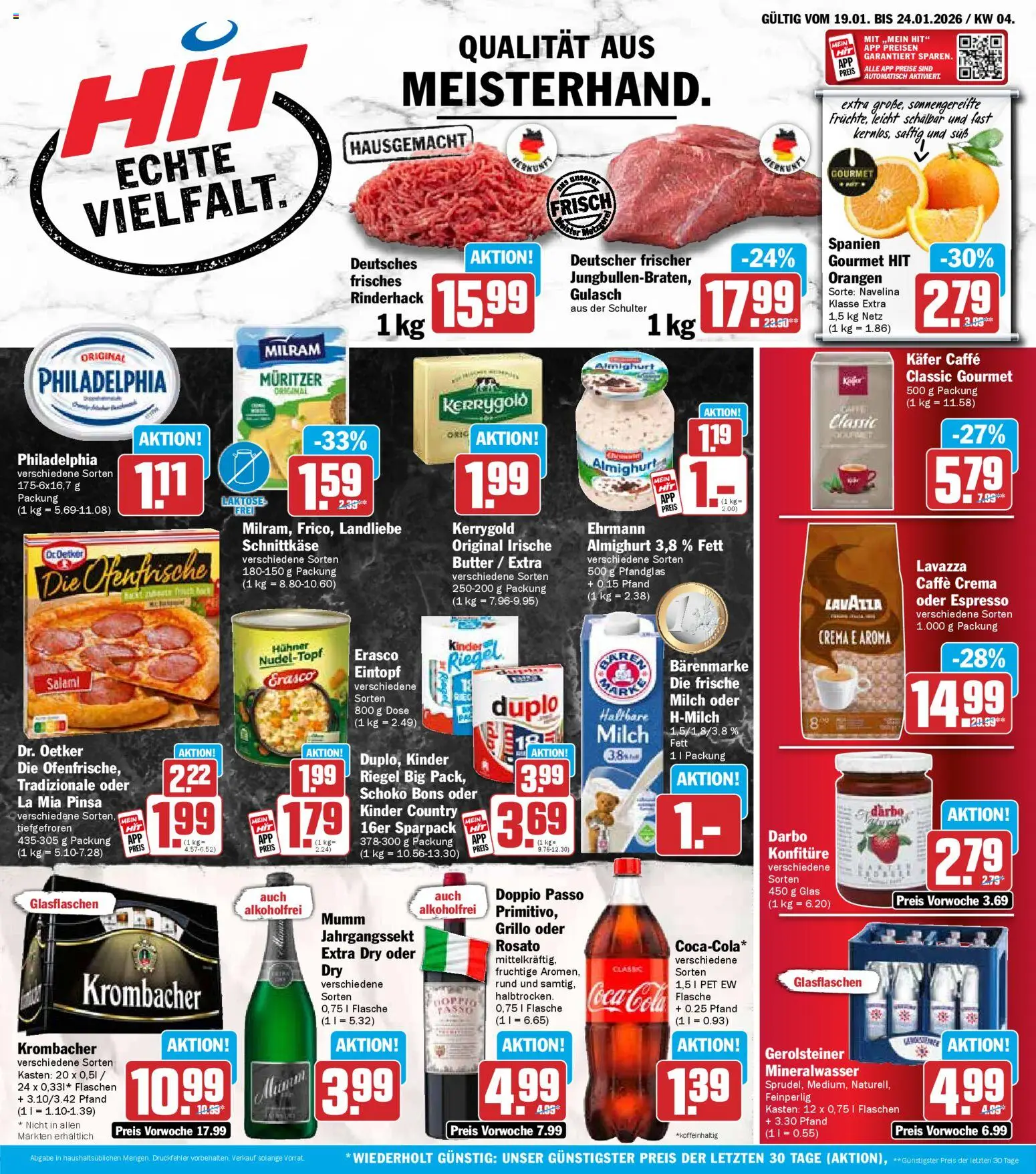 Vorschau von dem Prospekt des Geschäftes HIT, gültig ab dem 19.01.2026 - Butter, Cola, Philadelphia, Mineralwasser, Milch, Krombacher, Salami, Ofenfrische