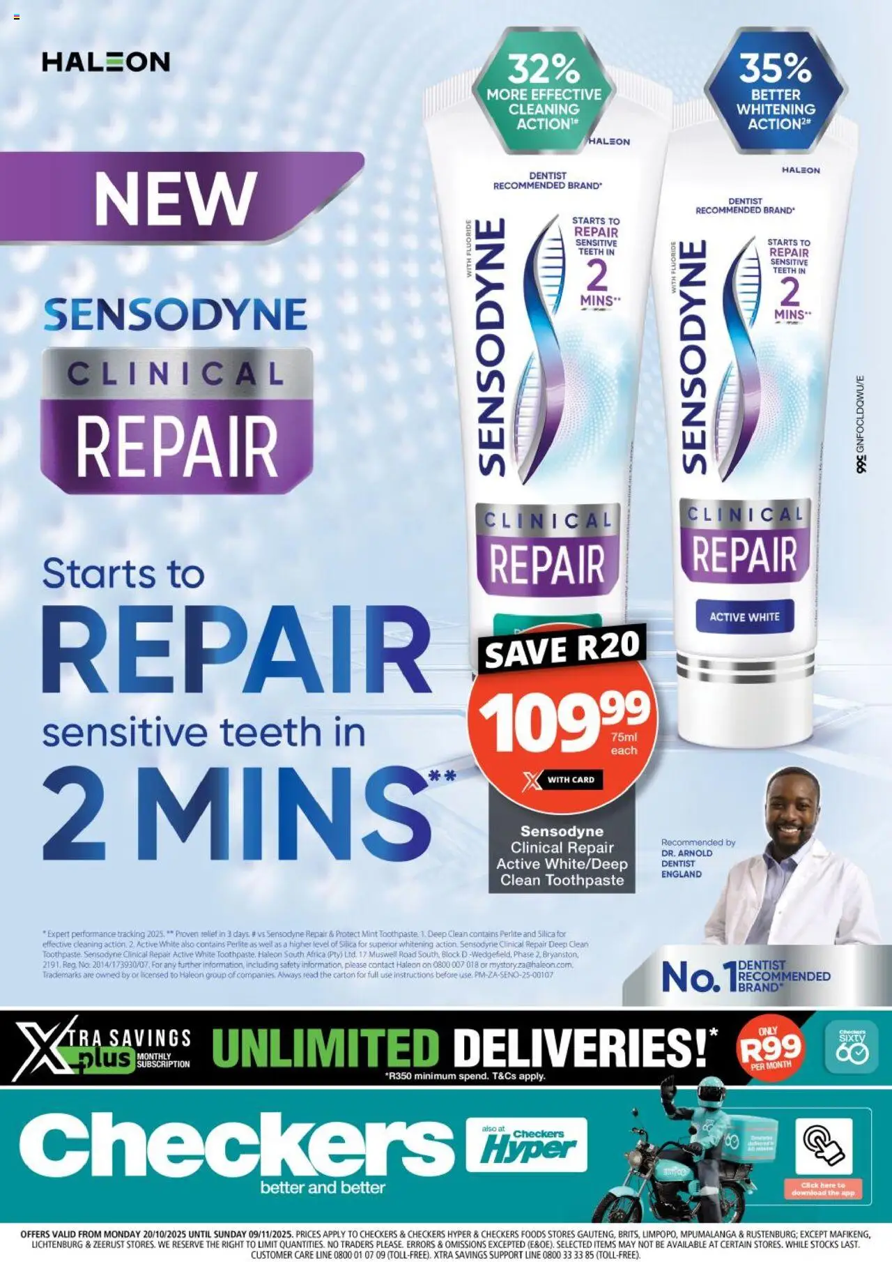 Checkers Gauteng - Sensodyne Promotion 20/10 - 09/11/2025 >> Catalogue