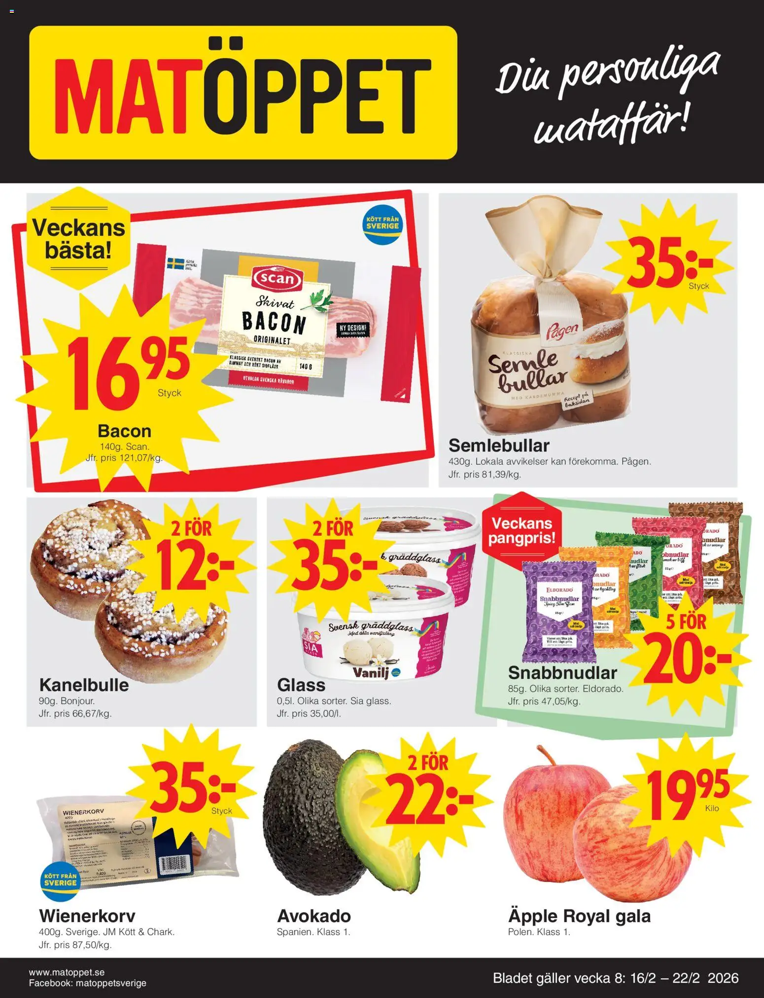 Förhandsgranska reklamblad Aktuella reklamblad Matöppet från butik Matöppet gäller från 16/02/2026