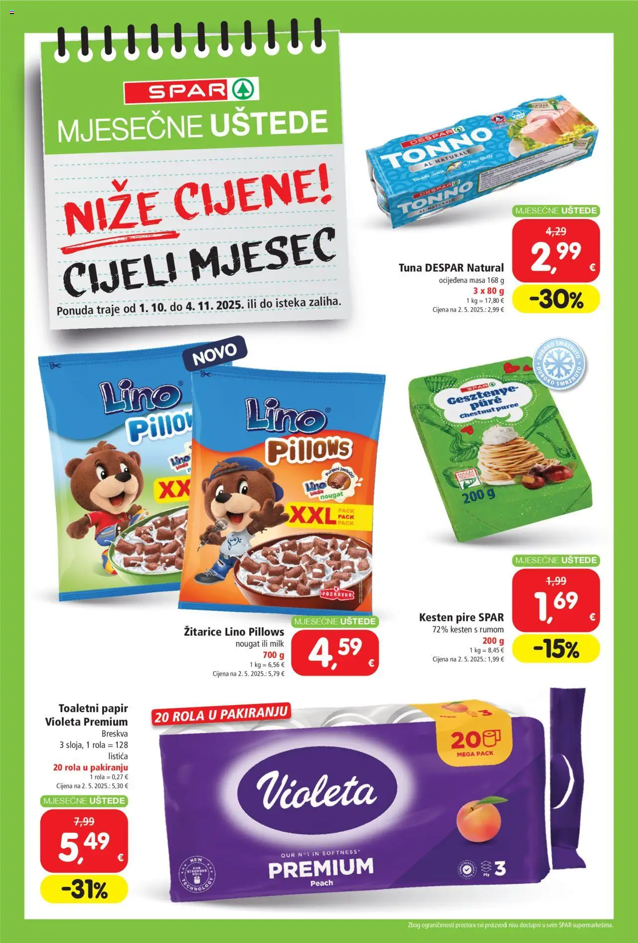 Spar aktualni Uštede vrijedi od 01.10.2025 - tjedna akcija broj stranice 1