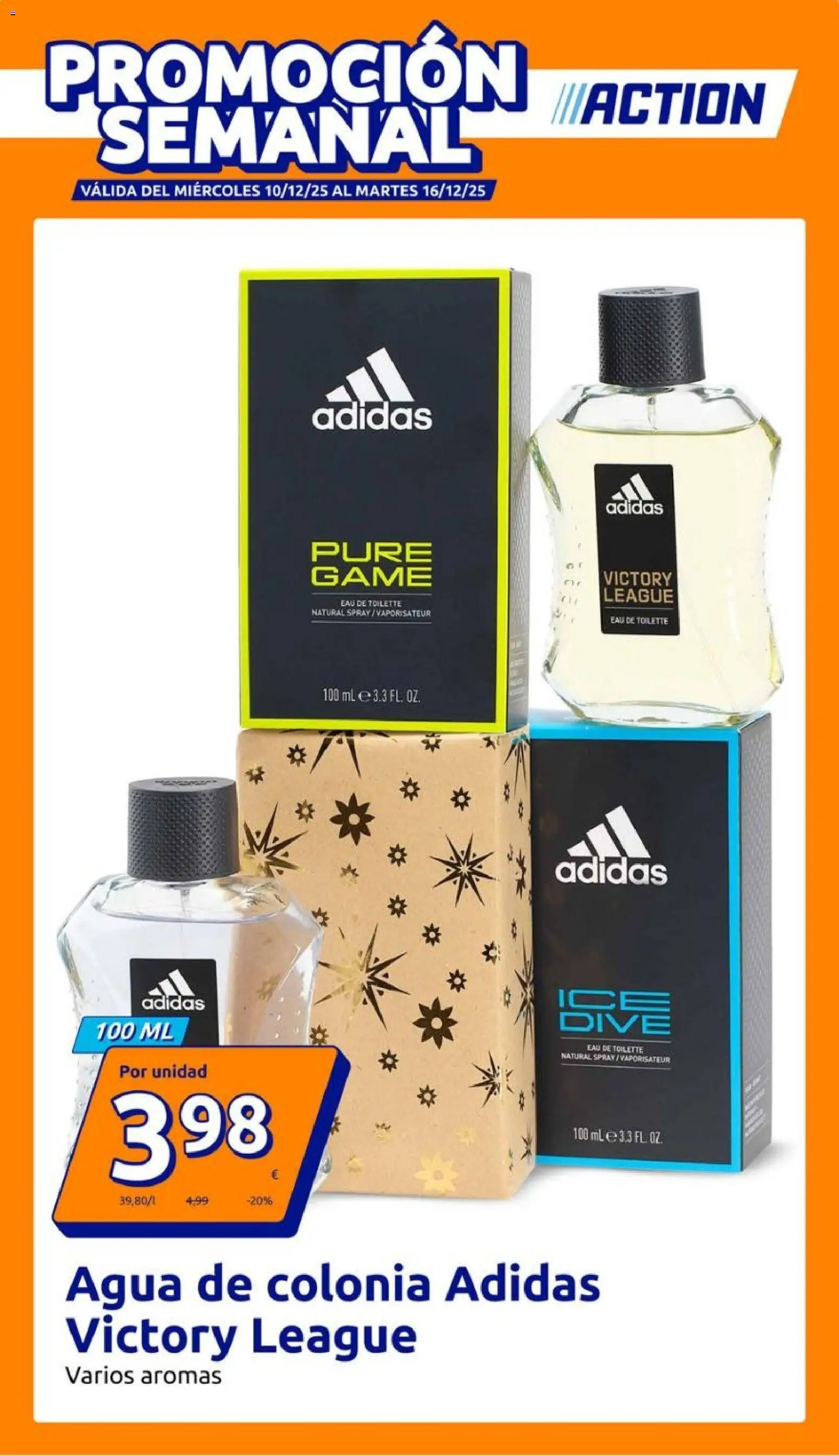Vista previa del folleto de la tienda Action válido desde el 10/12/2025 - Agua, Colonia, Eau de toilette, Puré, Agua de colonia