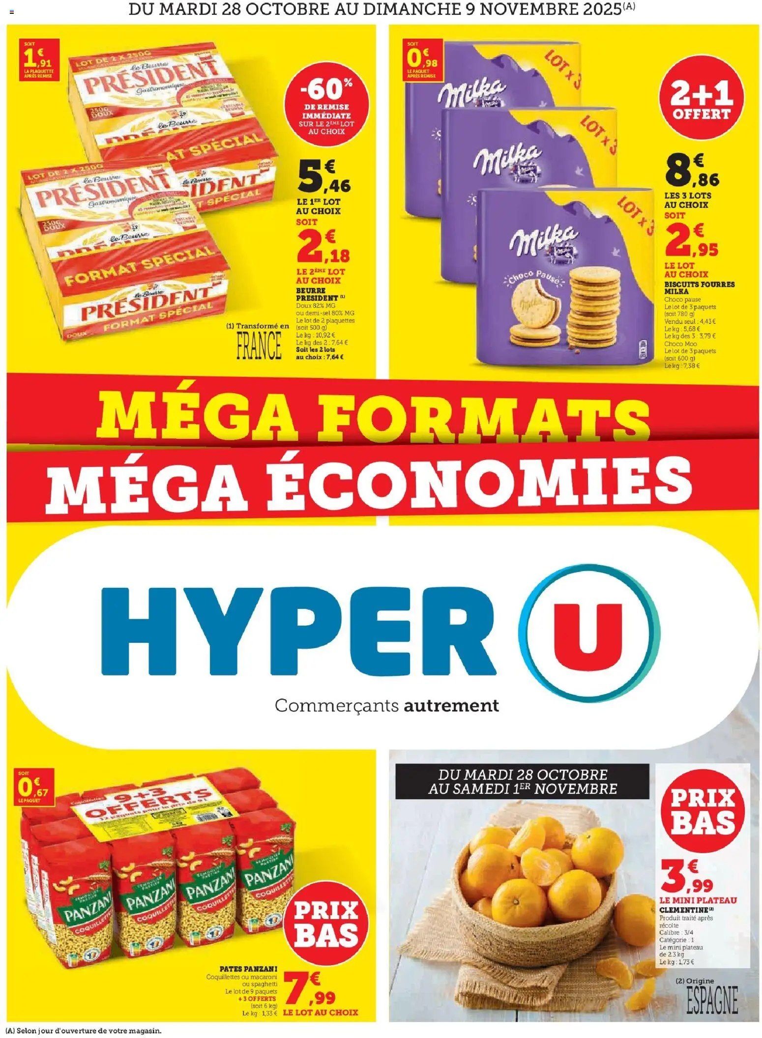 Super formats Super économies de la boutique Hyper U valable du 28/10/2025 - Page numéro 1