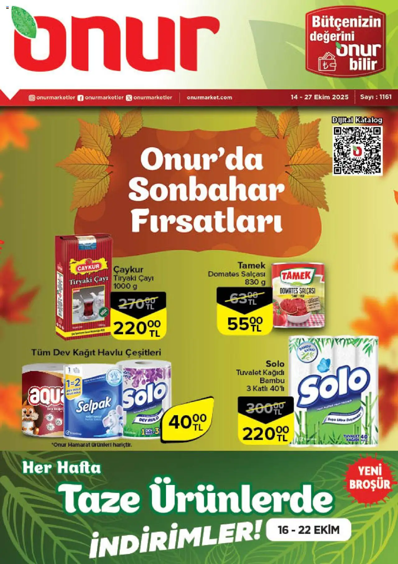 ONUR MARKET Katalog - Bursa (14 Ekim 2025) - Indirim, Broşür - Sayfa numarası 1