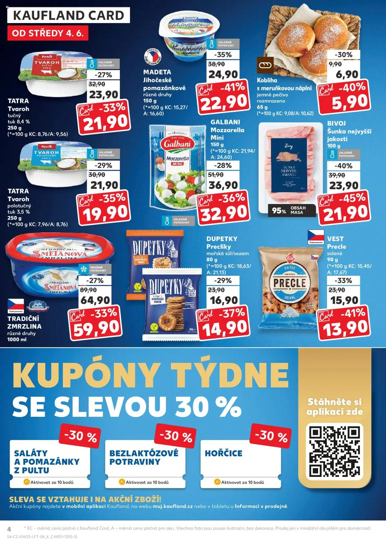  KAUFLAND Leták - Ostrava (04.06.2025) příští týden - strana 4 - Potraviny, Zmrzlina, Pečivo, Mozzarella, Pomazánka, Kobliha, Šunka, Hořčice
