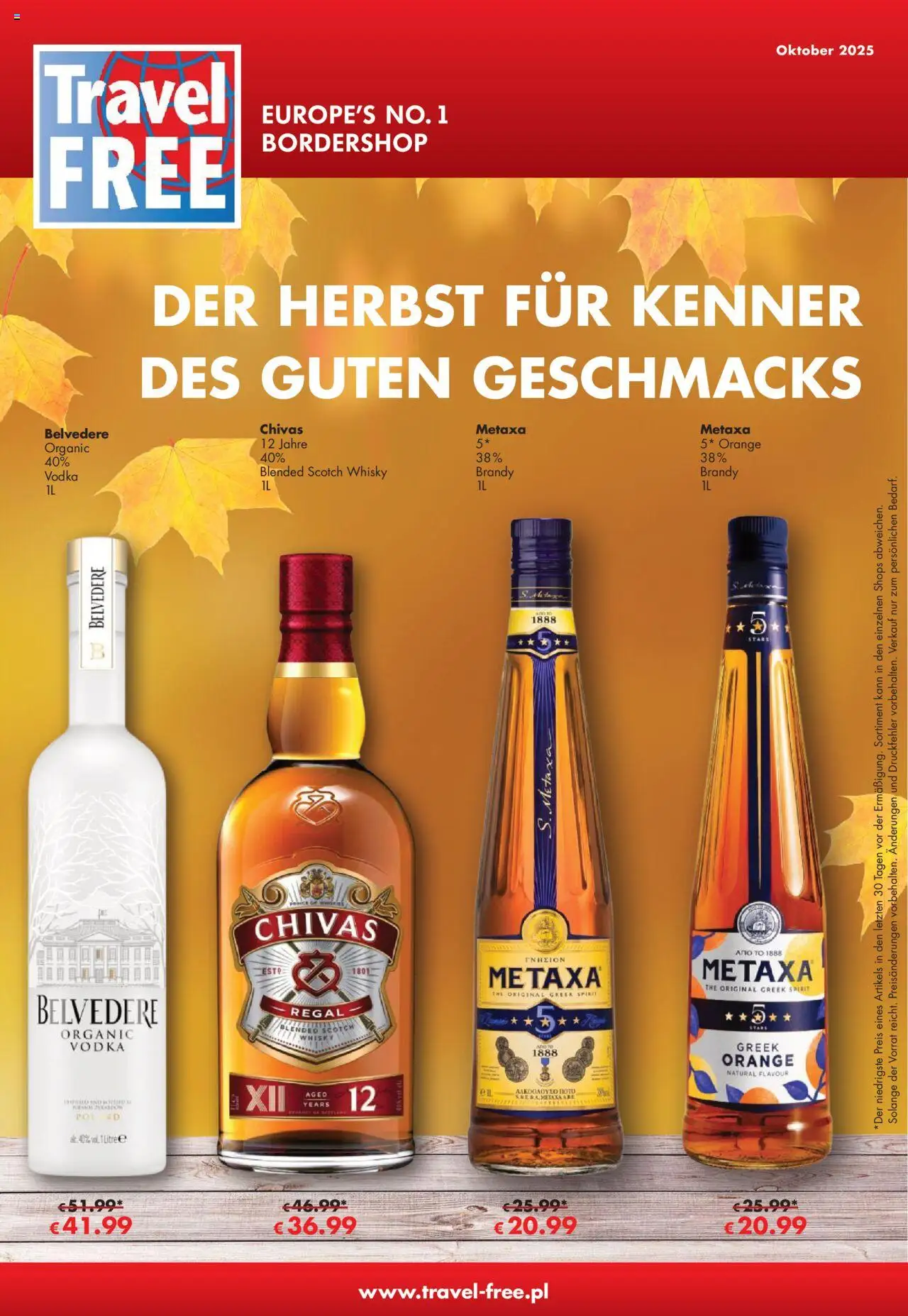 Travel Free Angebote (vom 01.10.2025 - 31.10.2025) - Whisky, Regal, Vodka, Metaxa