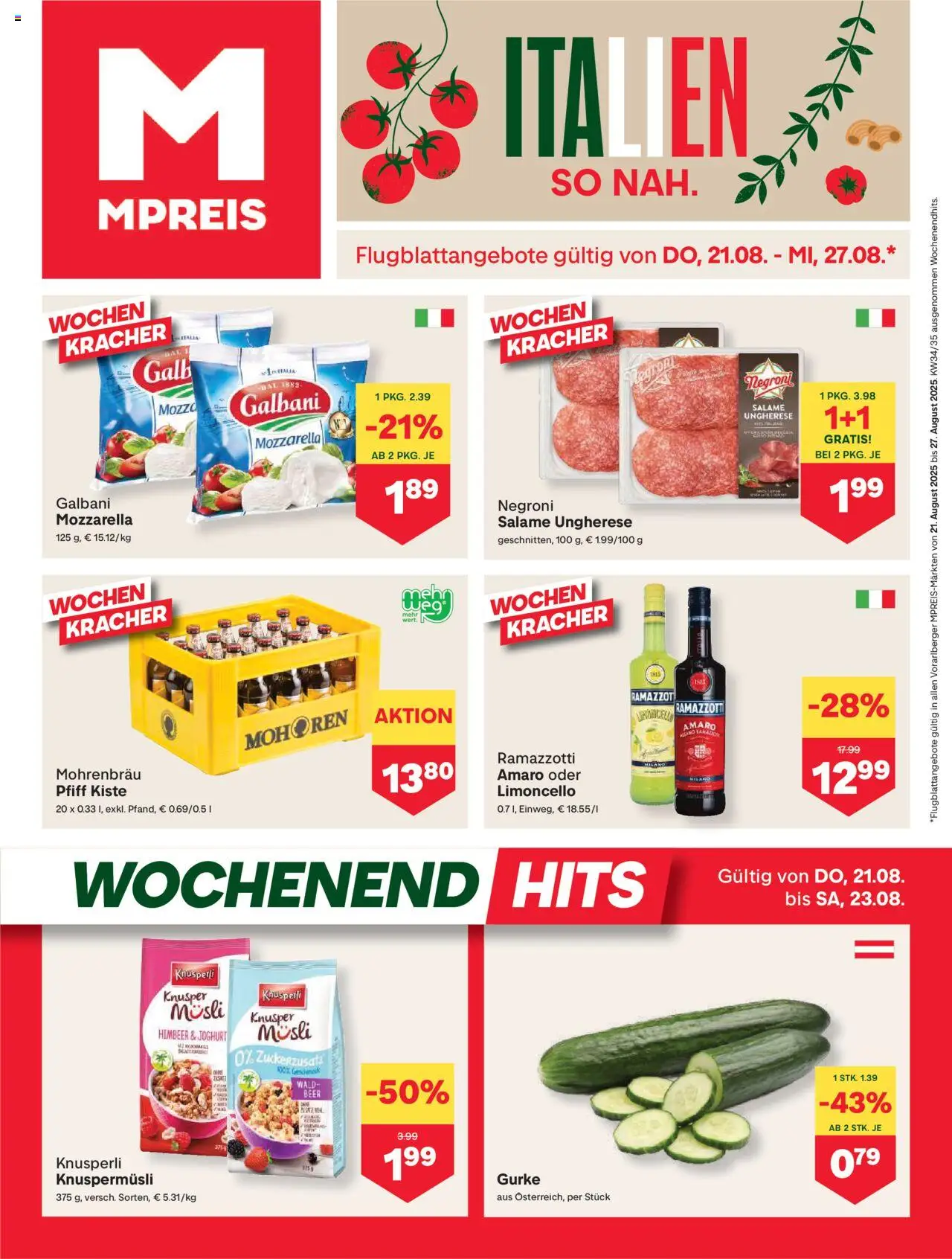  MPREIS Hohenems ab (21.08.2025 - 27.08.2025) - Seite 1 - Joghurt, Gurke