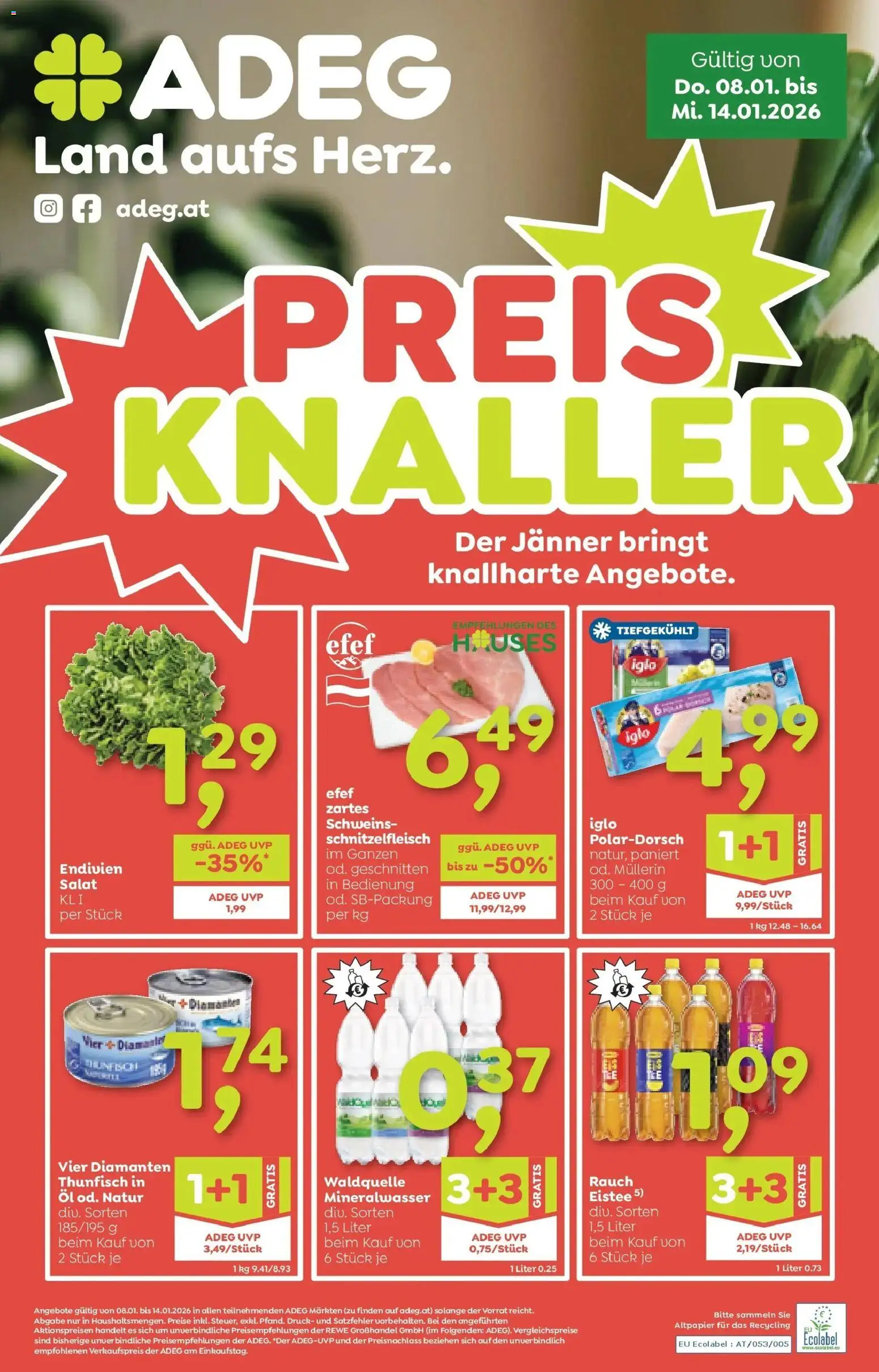 Vorschau der Angebote: ADEG Hollersbach, Hohenberg gültig ab 08.01.2026 - Öl, Salat, Mineralwasser