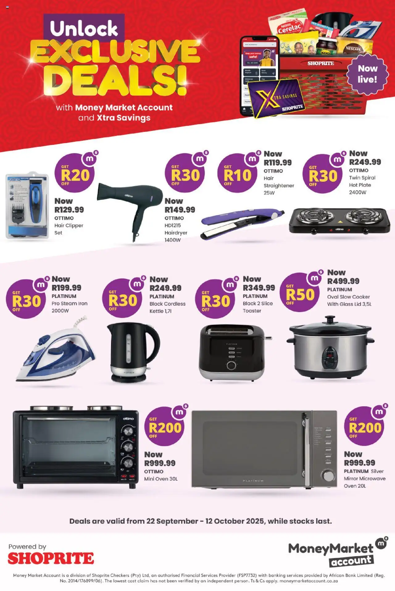 Shoprite Money Market Exclusive Deals 22/09 - 12/10/2025 >> Catalogue