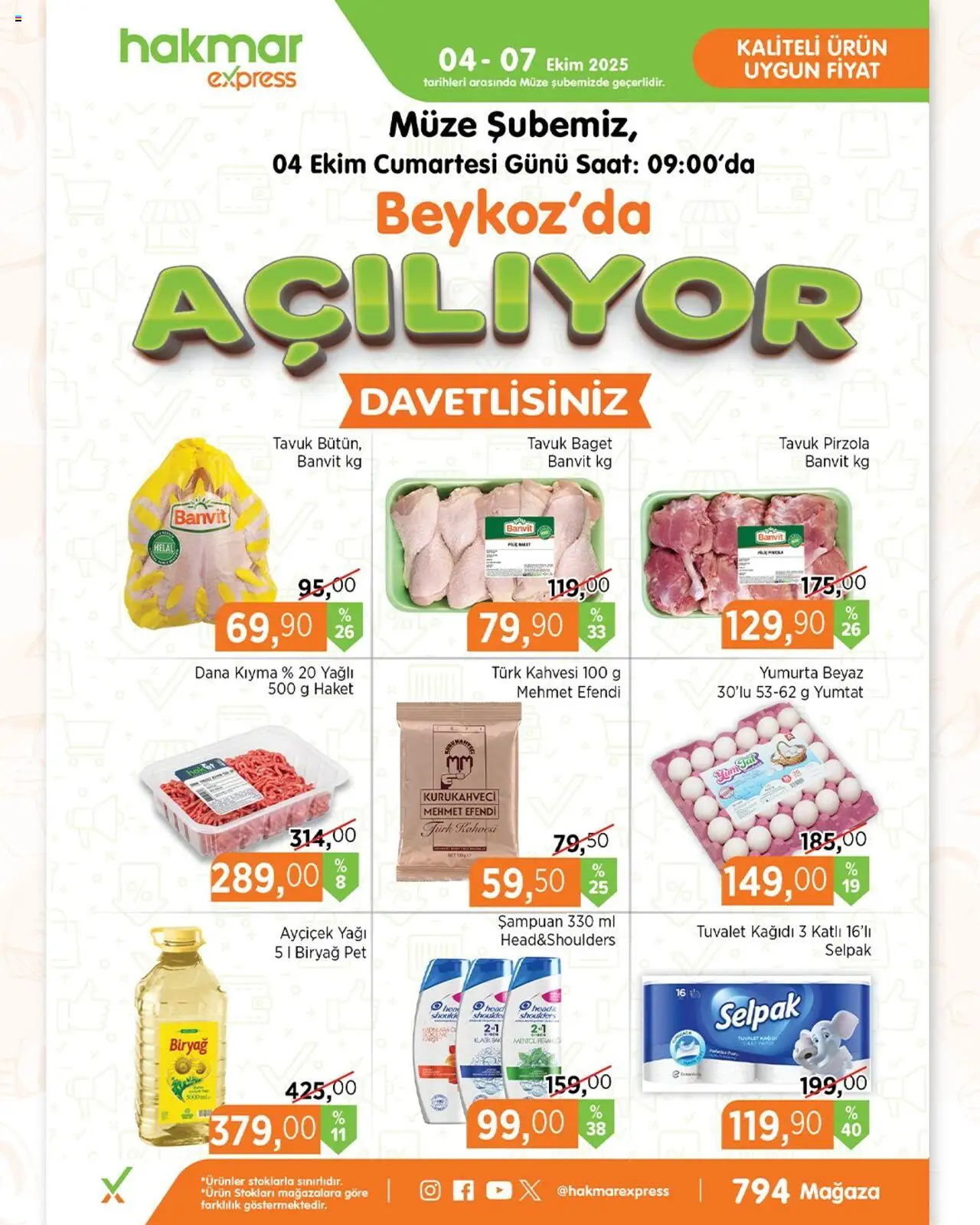 Hakmar Express Katalog Beykoz (04 - 07 Ekim 2025) - Sayfa numarası 1 - Saat, Yumurta, Tuvalet, Şampuan, Tuvalet kağıdı, Pirzola, Tavuk baget