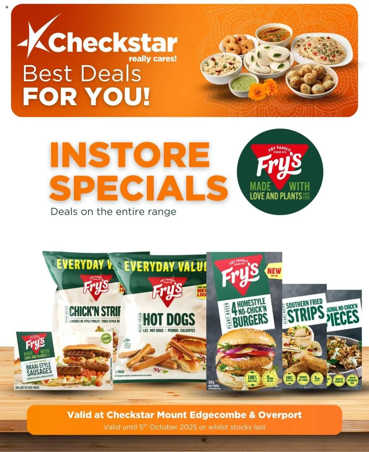 Check Star Mount Edgecombe and Overport Fry’s Promotion from 22/09 - 05/10/2025 > Promotions - Burgers, Hot dogs, Fry's