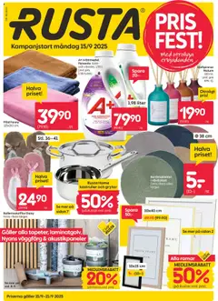 Förhandsgranska reklamblad Aktuella reklamblad Rusta från butik Rusta gäller från 15/09/2025