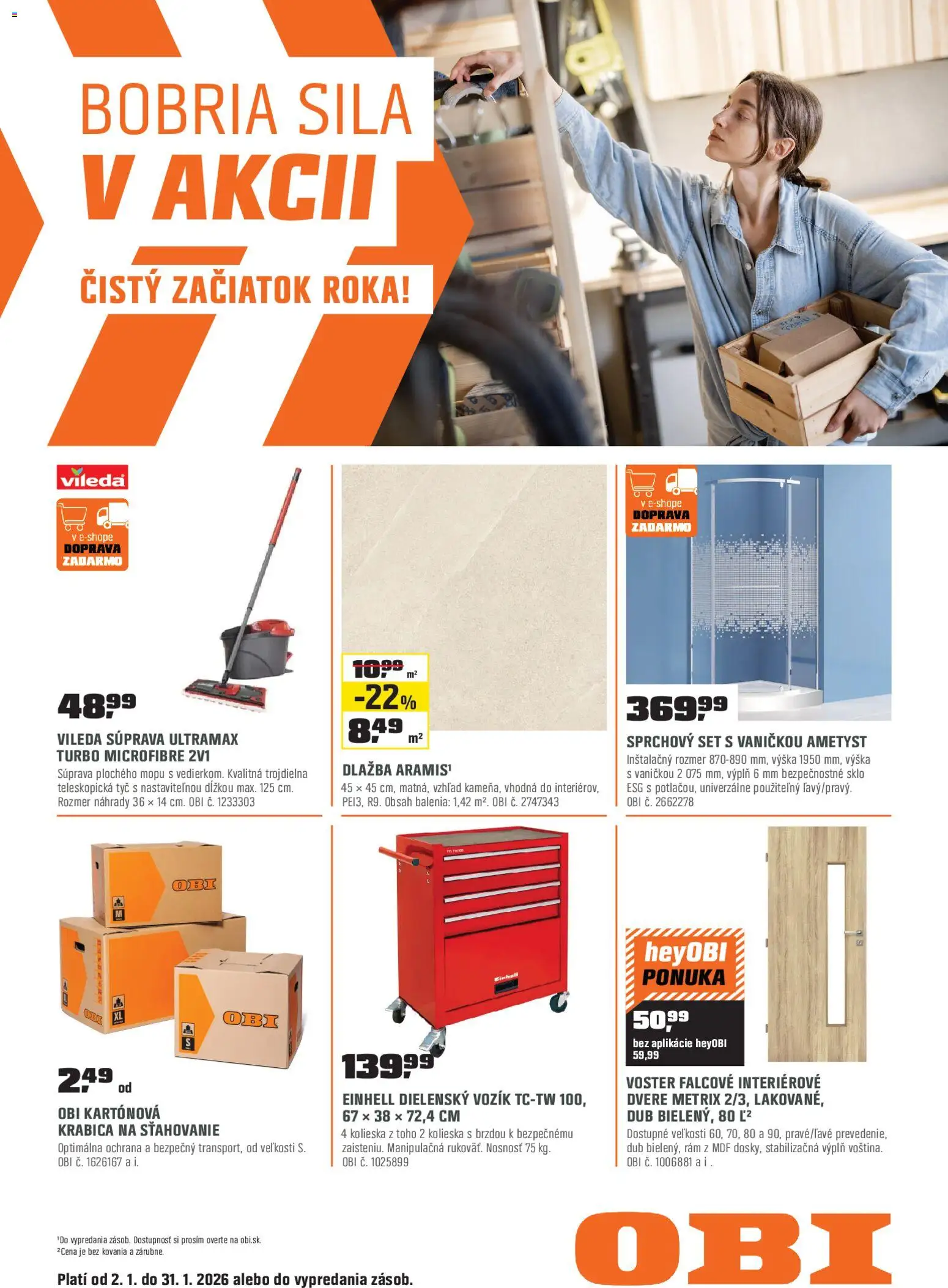 Náhľad OBI letáku platného od 02.01.2026 - Rám, Dlažba, Dvere