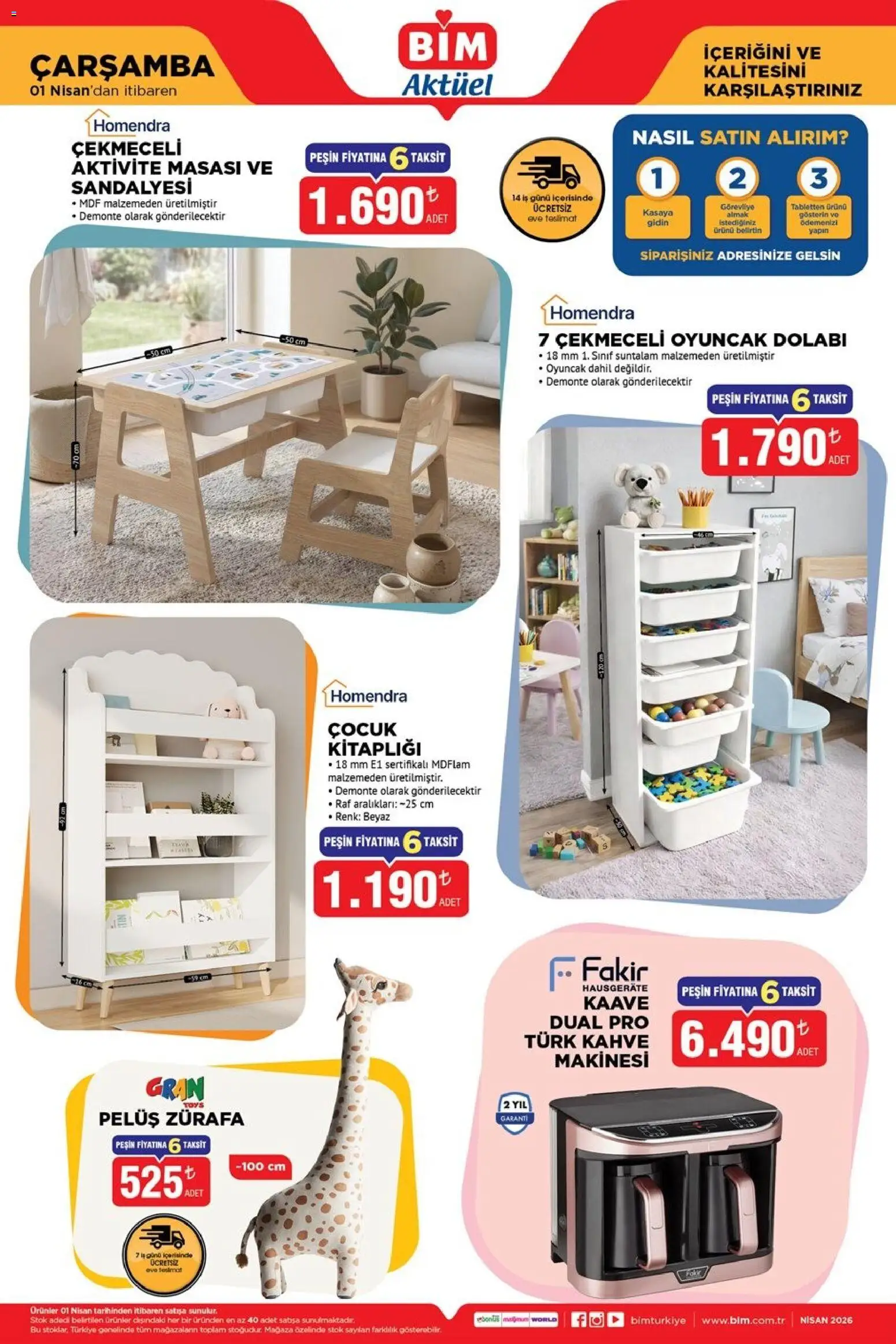 BİM BİM - 01 Nisan Çarşamba, Eve Teslim 01.04.2026 - Broşürünün önizlemesi