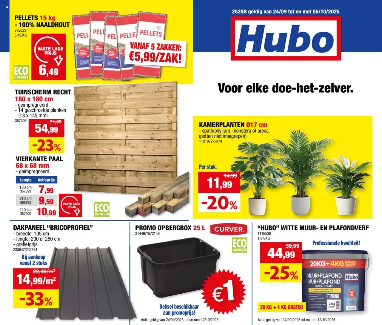 Hubo shop Folder geldig vanaf 24/09/2025 - Paginanummer 1 - Paal, Kamerplanten, Opbergbox, Planken