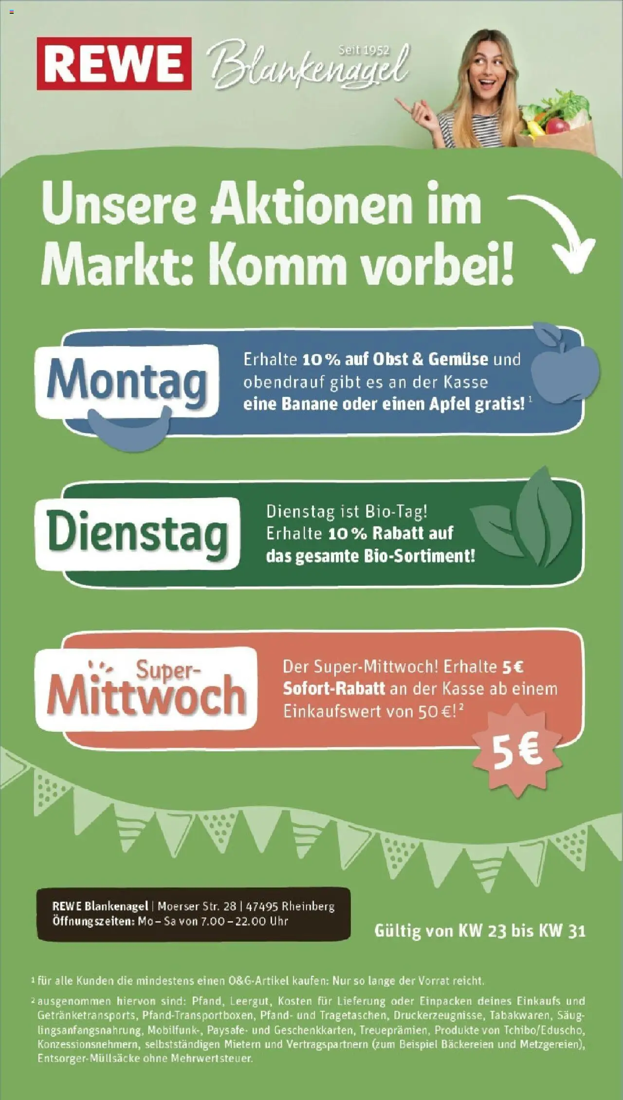 REWE Prospekt ab 08.06.2025 nächste Woche - Prospekt Rheinberg - Uhr, Äpfel, Gemüse, Obst
