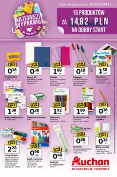 Pogląd gazetki "Najtańsza Wyprawka Szkolna Hipermarket" ze sklepu Auchan ważnej od 19.07.2025