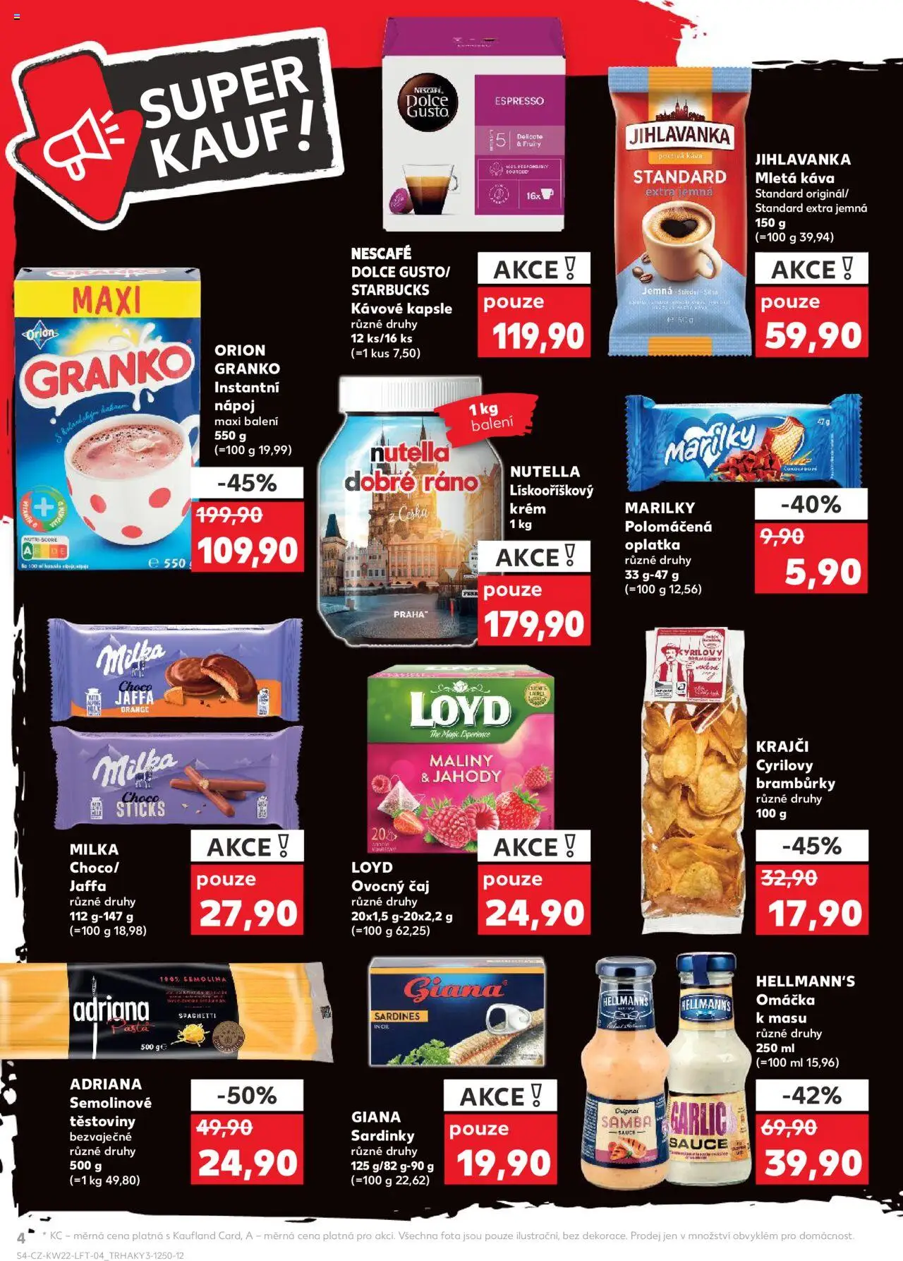  KAUFLAND Leták - Ostrava (28.05.2025) příští týden - strana 4 - Starbucks, Čaj, Jahody, Granko, Nescafé, Maliny, Semolinové těstoviny, Mletá káva
