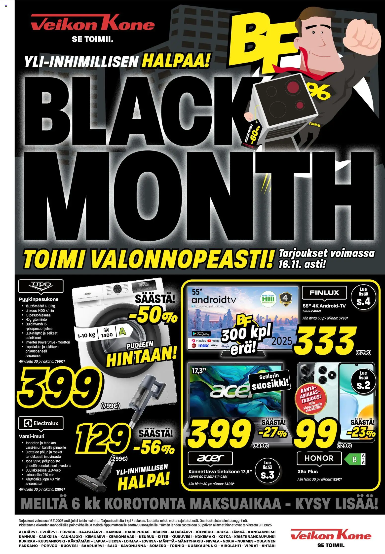 Kaupan Veikon Kone Black Friday esikatselu, voimassa 10/11/2025
