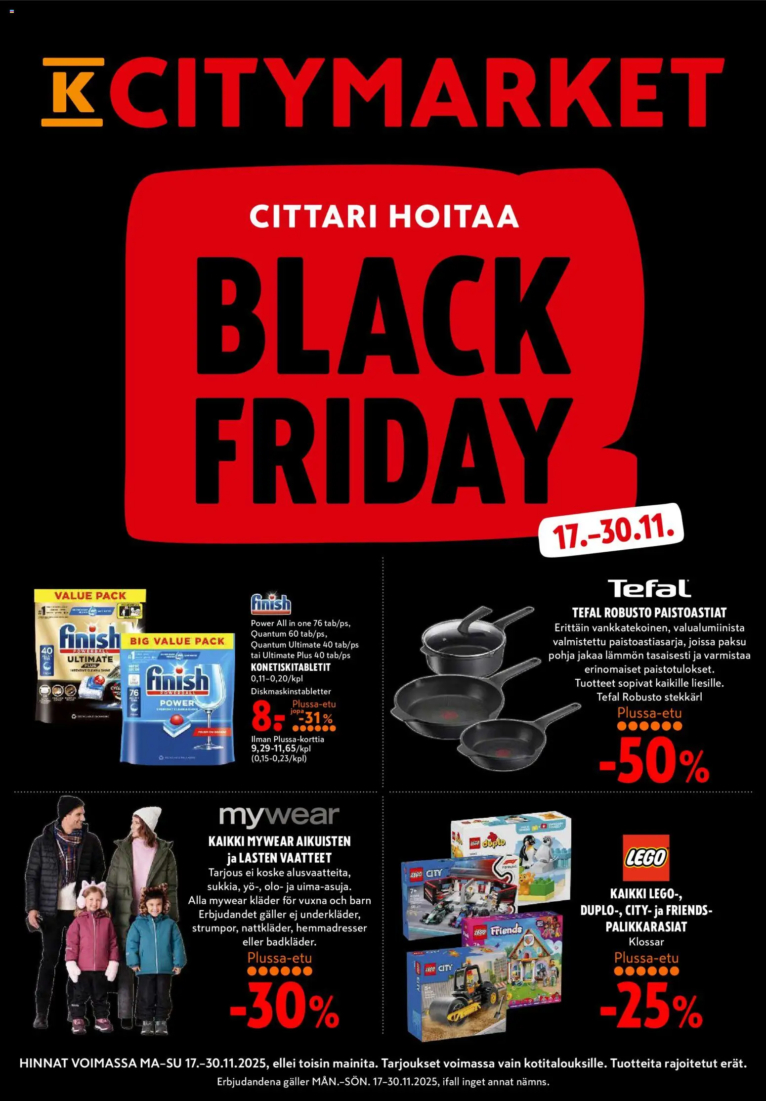 Kaupan K-Citymarket Black Friday esikatselu, voimassa 17/11/2025
