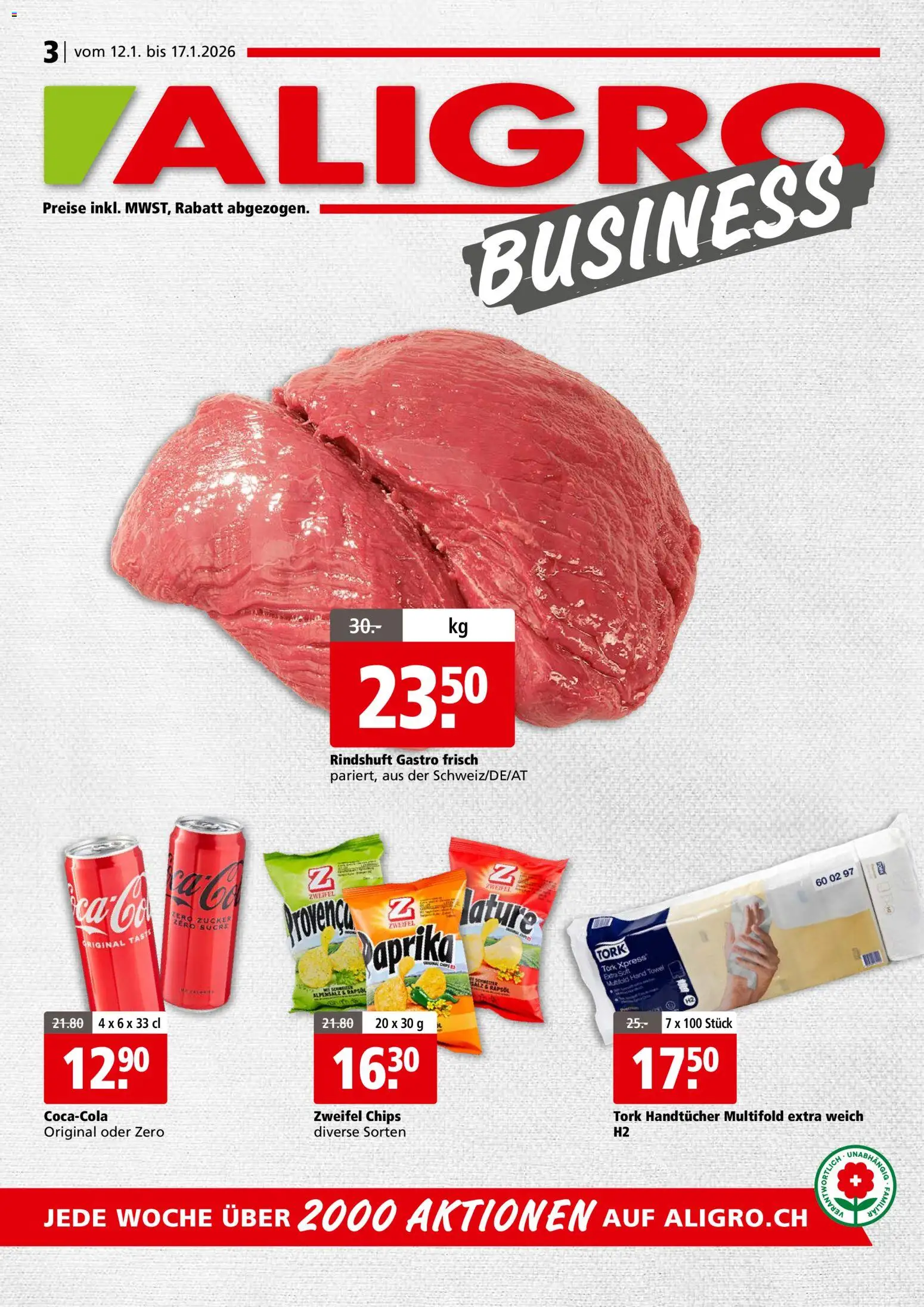 Vorschau des Merkblatts Aktionen Businesskunden - Chavannes, Matran, Genf, Sitten vom Shop Aligro gültig von 12.01.2026 bis 17.01.2026