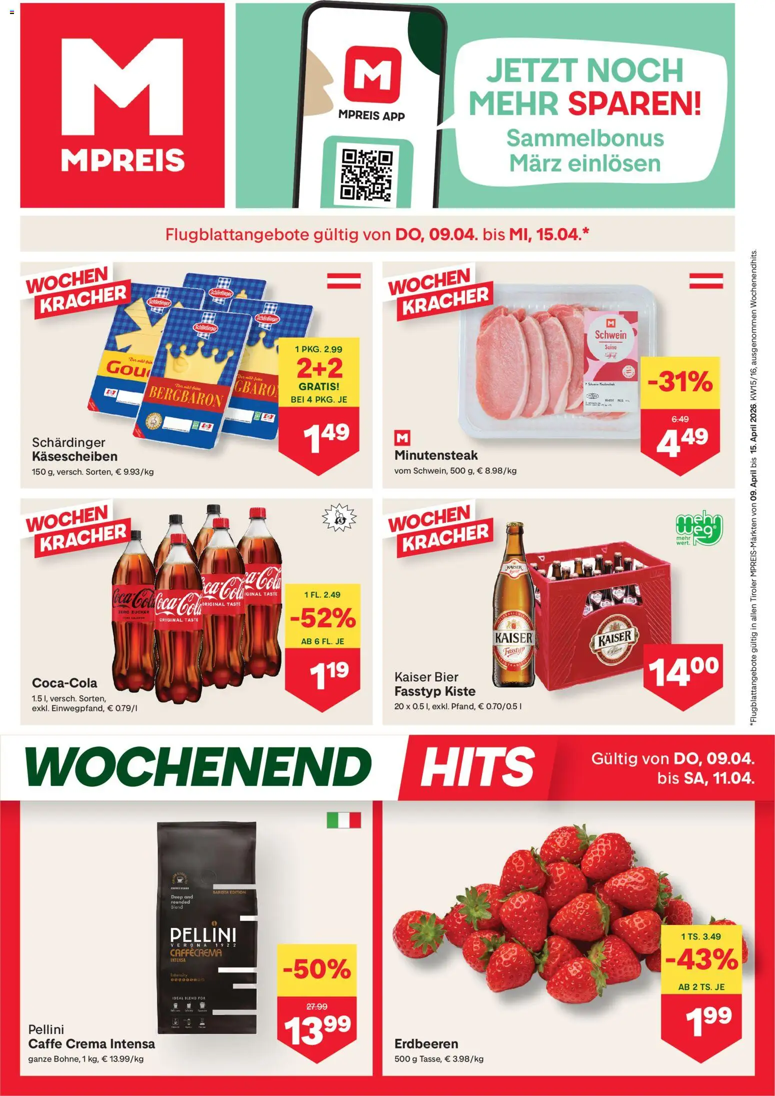 Vorschau der Angebote: MPREIS MPREIS Flugblatt gültig ab 09.04.2026 - Bier, Erdbeeren, Zucker