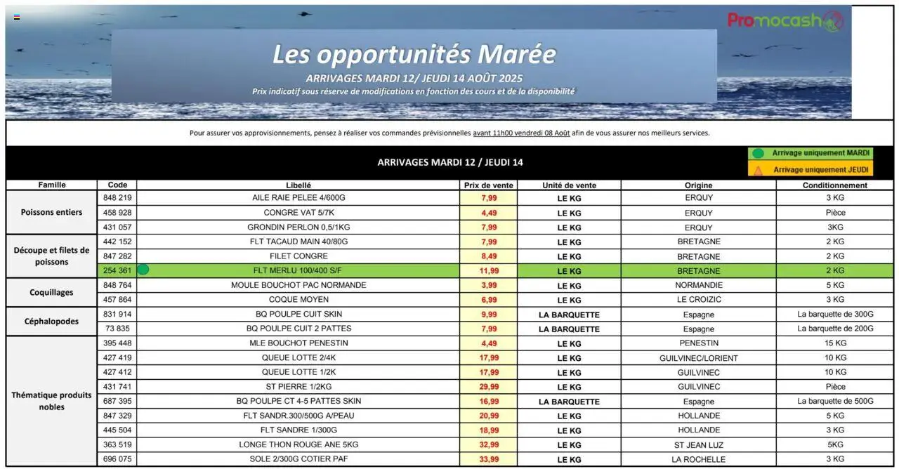 Mercuriale opportunités s33 de la boutique Promocash valable du 12/08/2025 - Page numéro 1