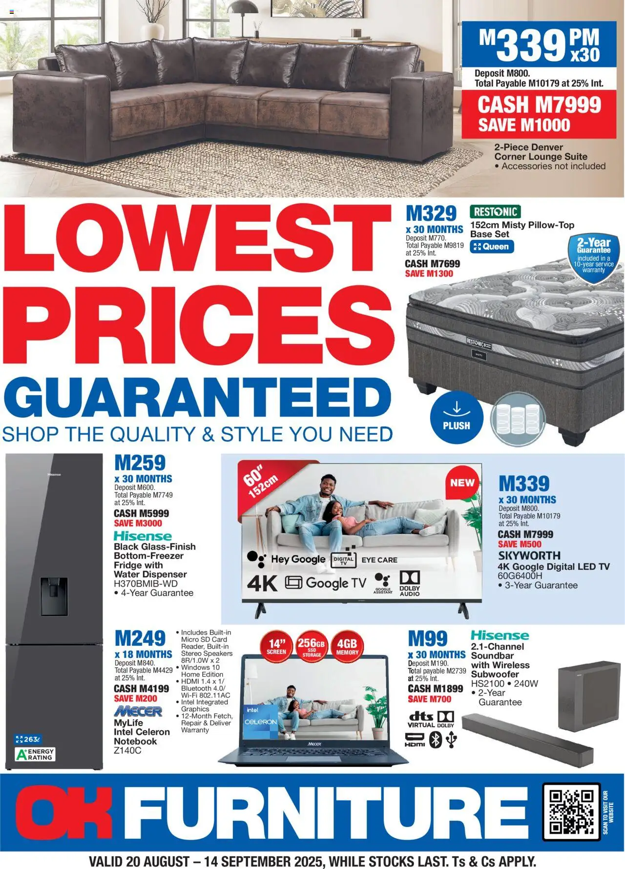 OK Furniture Lowest Prices Catalogue Lesotho from 20/08 - 14/09/2025 > Promotions