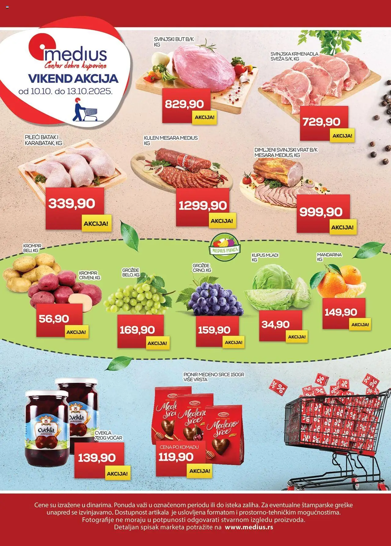 Medius katalog važi od 10.10.2025 - stranica 1 - Mandarina, Cvekla, Kupus, Grožđe, Svinjski vrat, Svinjski but, Vrat, Dimljeni svinjski vrat