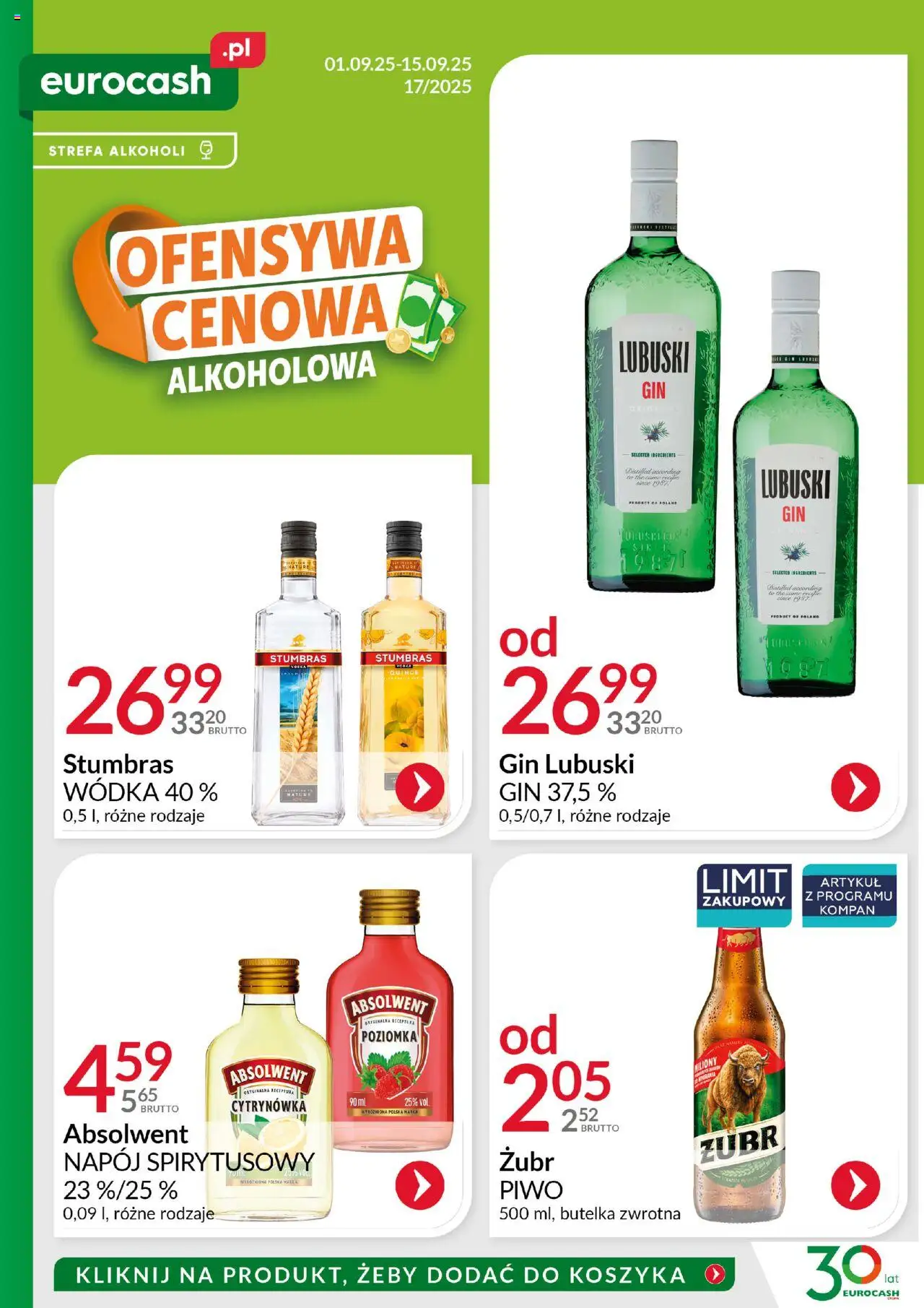 Eurocash Ofensywa Cenowa Alkoholowa od 01.09.2025 - Nowa Gazetka - Numer strony 1 - Piwo, Wódka, Gin, Gin Lubuski