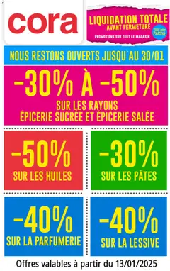 Prévisualisation de Les remises Liquidation du magasin Cora formulaire valide 13/01/2026