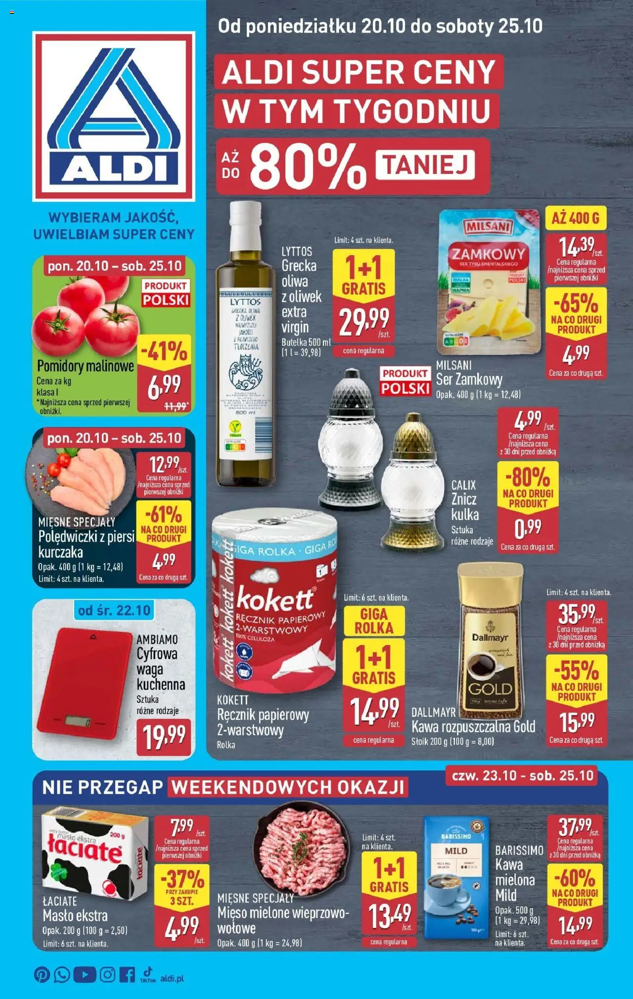 Aldi Aż do 80% taniej w ALDI od 19.10.2025 - Nowa Gazetka - Numer strony 1