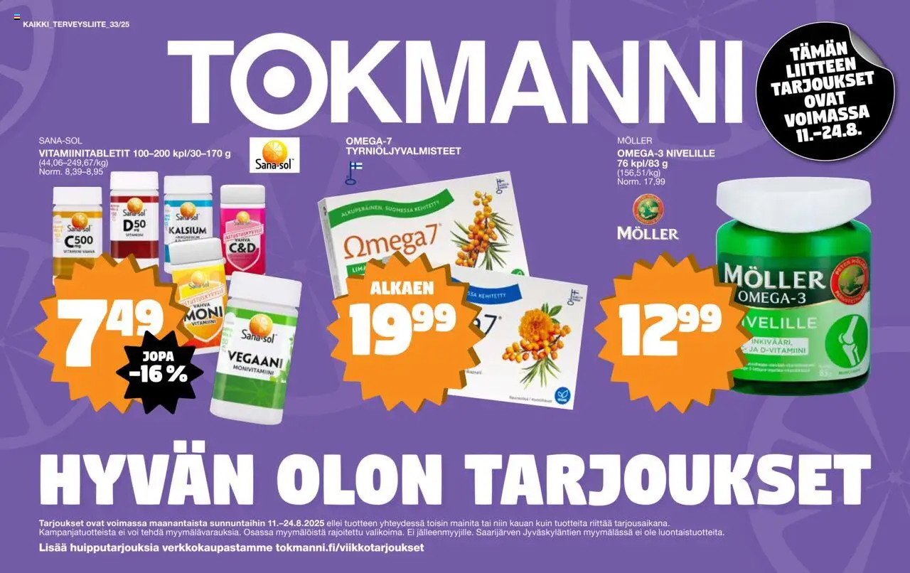 Tokmanni-kaupan Terveysliite voimassa 11/08/2025 - Sivulla 1