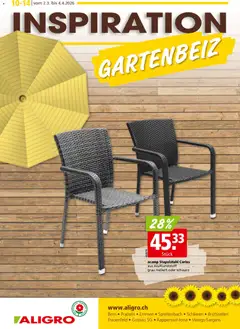 Vorschau des Merkblatts Aktionen Garten Schlieren, Gossau SG, Frauenfeld, Rapperswil-Jona, Sargans, Bern, Brüttisellen, Pratteln, Emmen, Spreitenbach vom Shop Aligro gültig von 02.03.2026 bis 07.03.2026