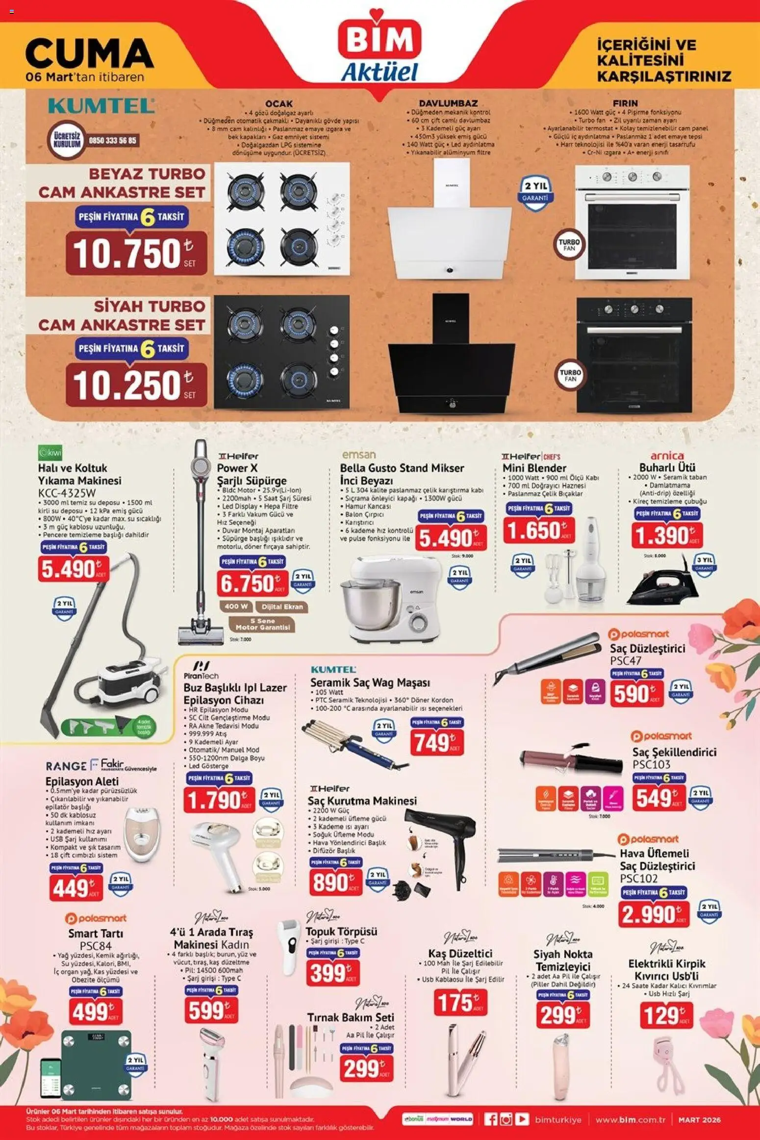 BİM BİM Katalog Cuma 06.03.2026 - Broşürünün önizlemesi - Fırın, Su, Halı, Ütü, Saç düzleştirici, Tepsi, Epilatör, Karıştırıcı