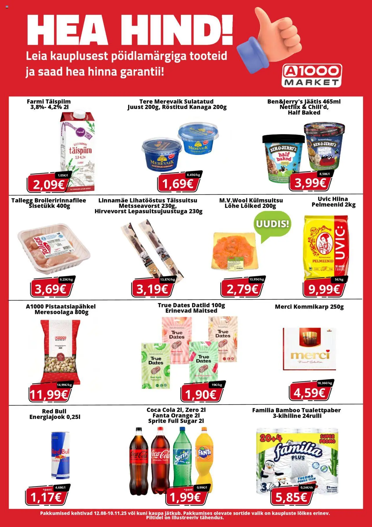 A1000 Market kliendilehe eelvaade alates 2025.08.12